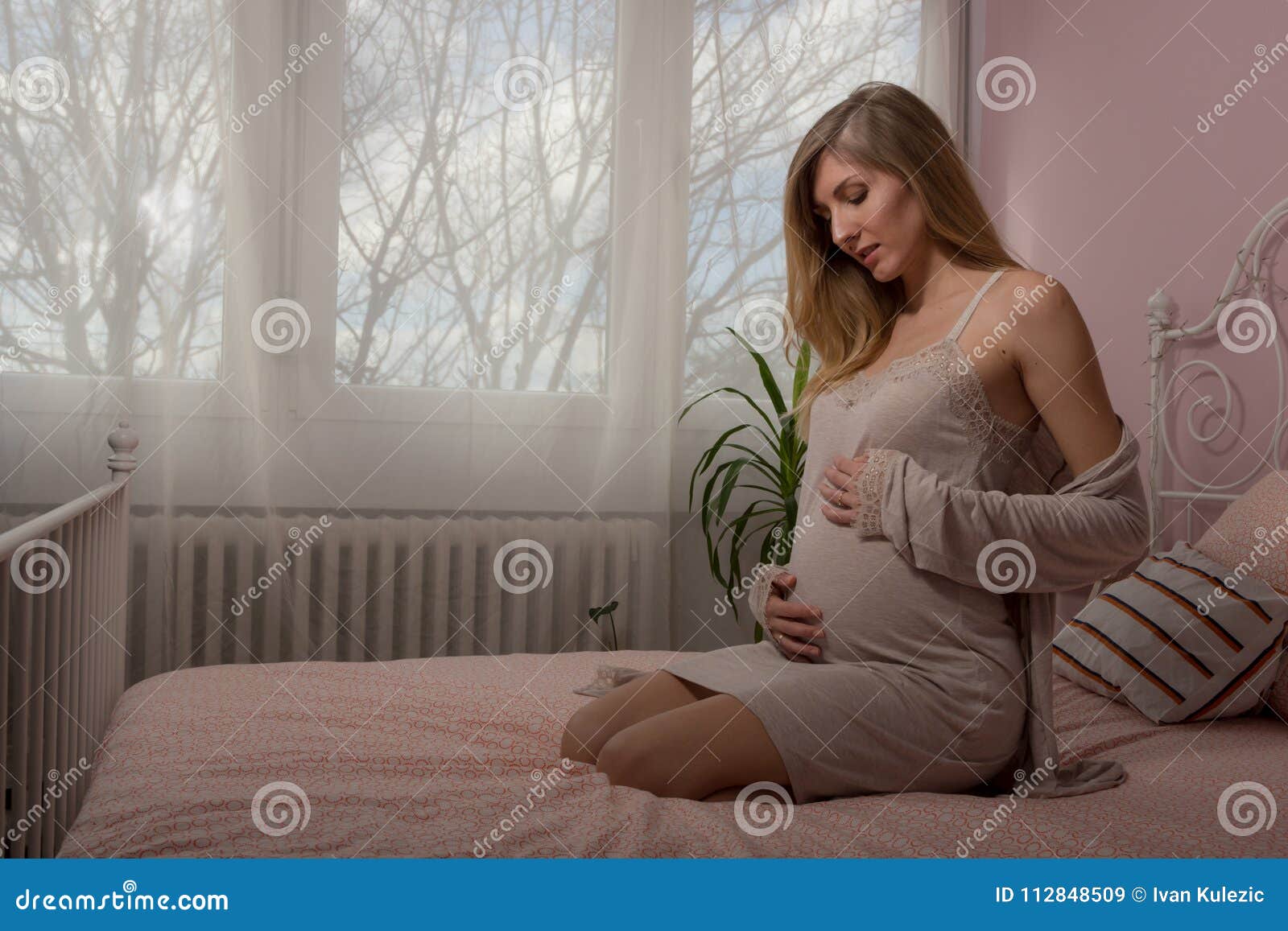 Beautiful Pregnant Woman Enjoys Maternity Stock Image