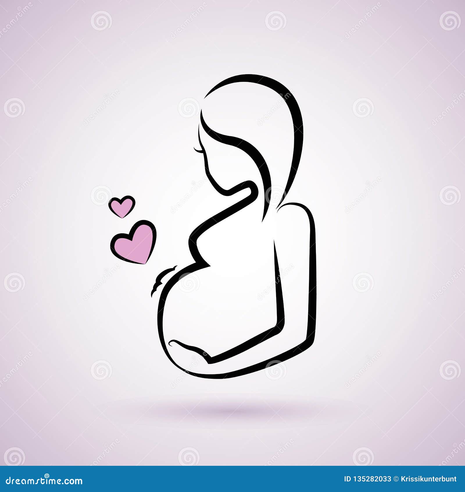 Beautiful Pregnant Woman Line Drawing Stock Vector - Illustration of
