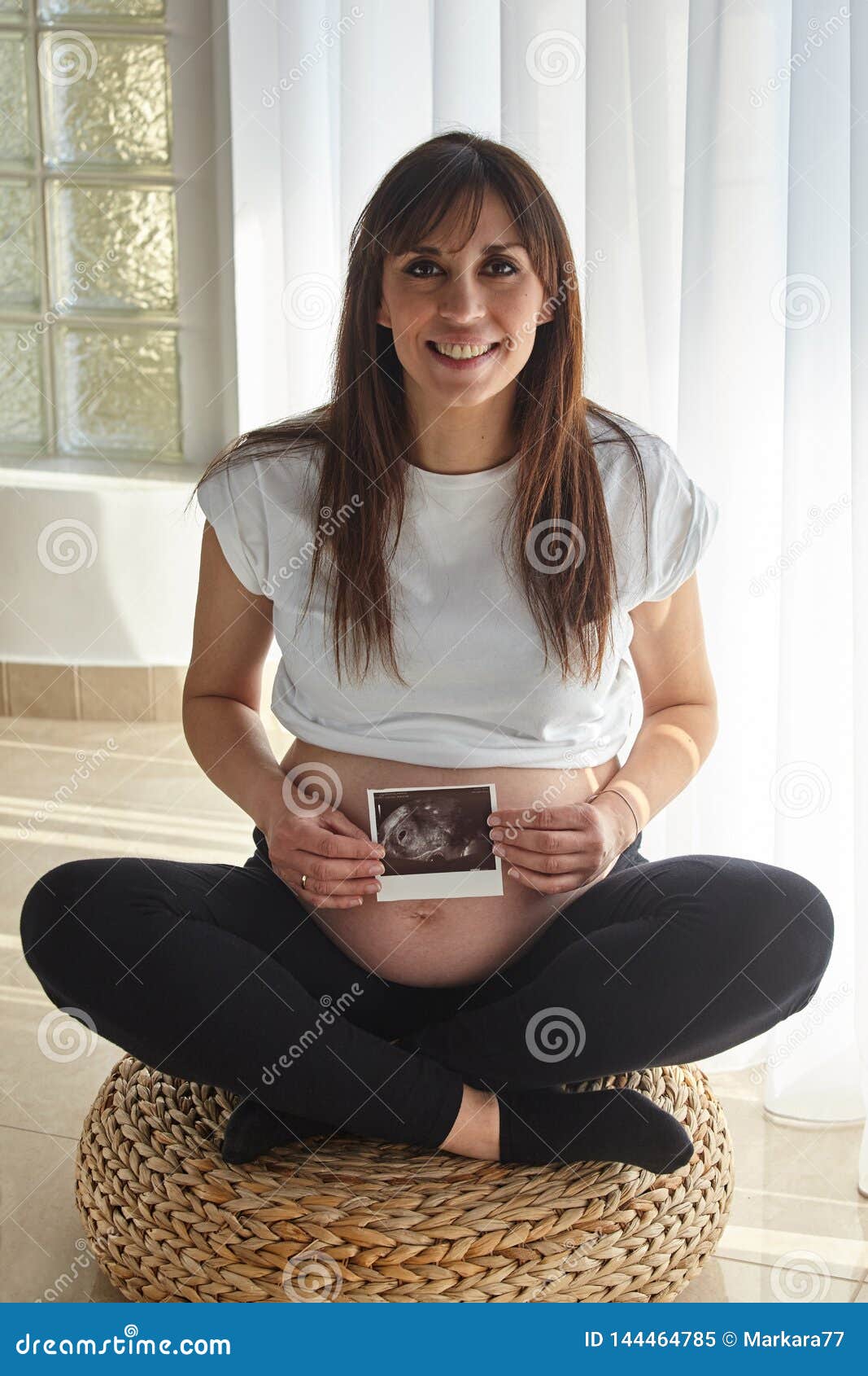 Beautiful Pregnant Woman Showing Ultrasound Scans Stock ...