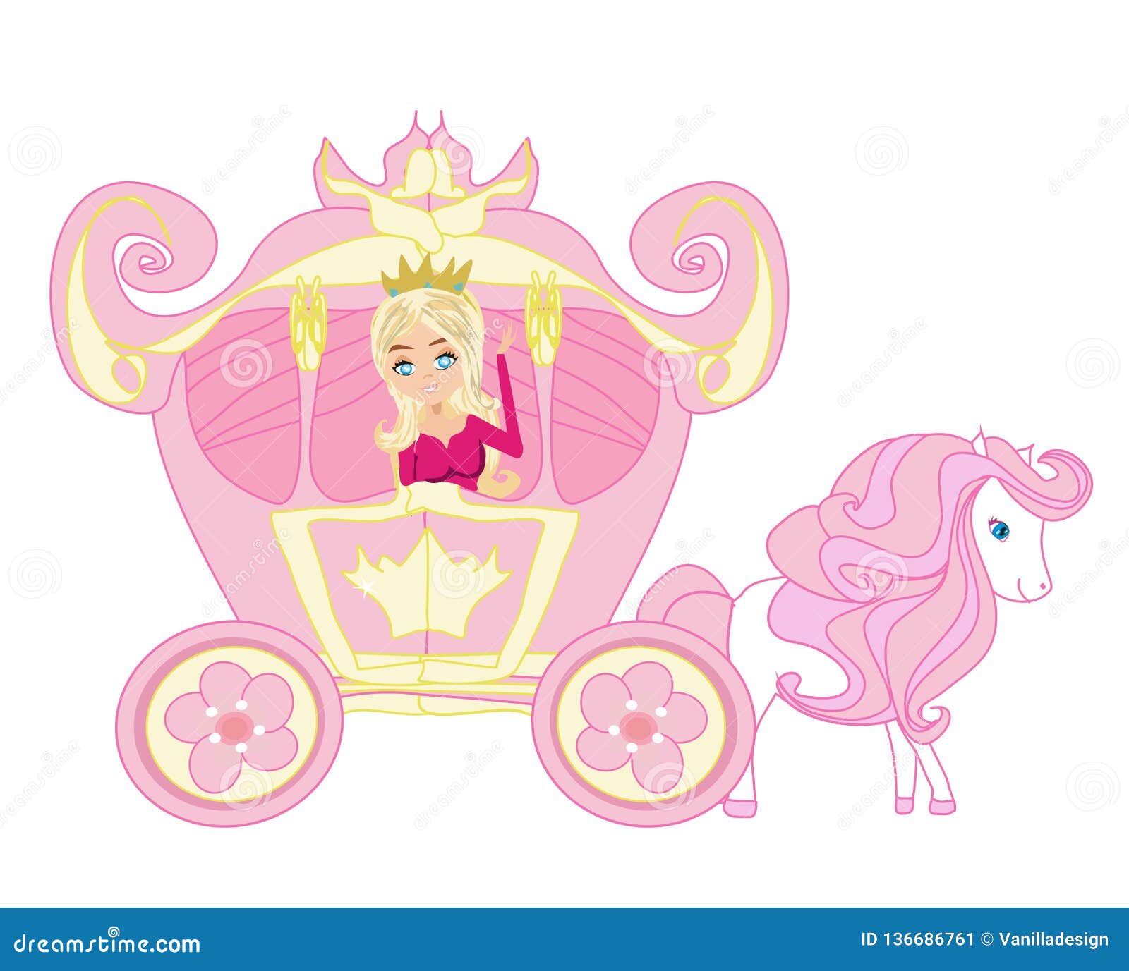 Beautiful Princess in the Carriage Stock Vector - Illustration of ...