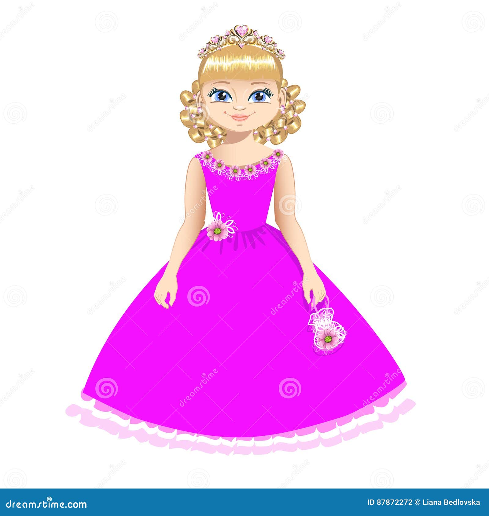 Beautiful Princess with Diadem Stock Vector - Illustration of standing ...