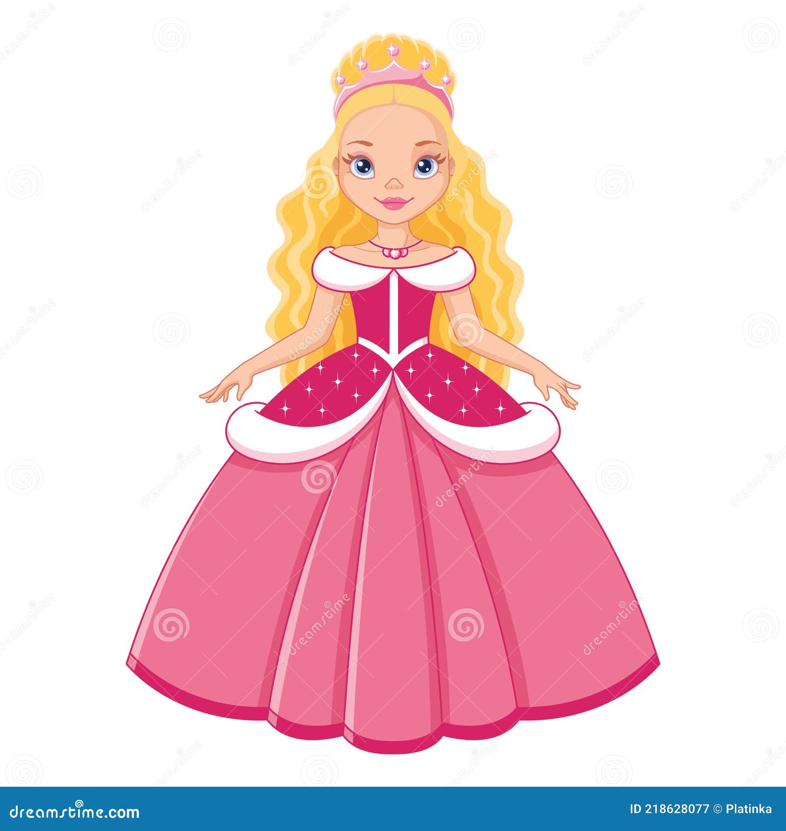 Beautiful Princess in Pink Dress Stock Vector - Illustration of blonde,  crown: 218628077