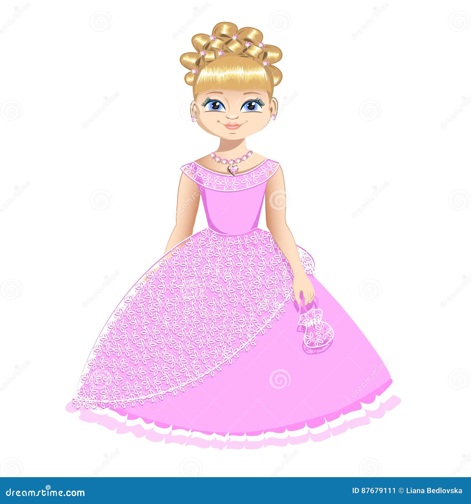 Beautiful Princess in a Pink Dress Stock Vector - Illustration of ...
