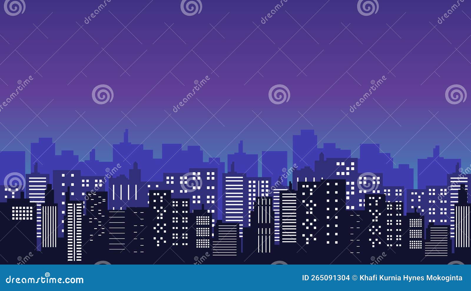 Beautiful Purple Sky Gradation of City Silhouette with Lots of Shopping ...