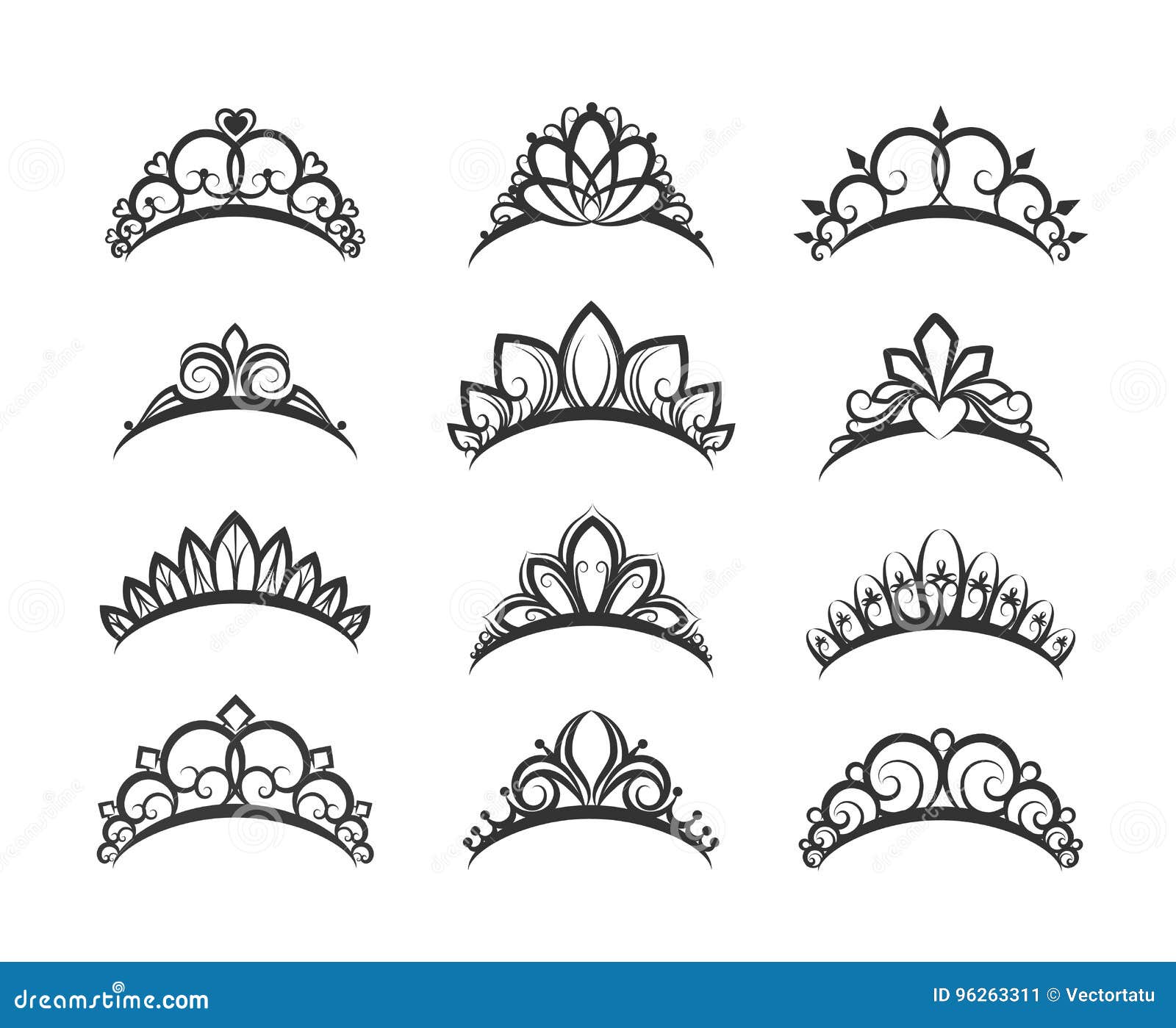 Download Beautiful queen tiaras set stock vector. Illustration of ...