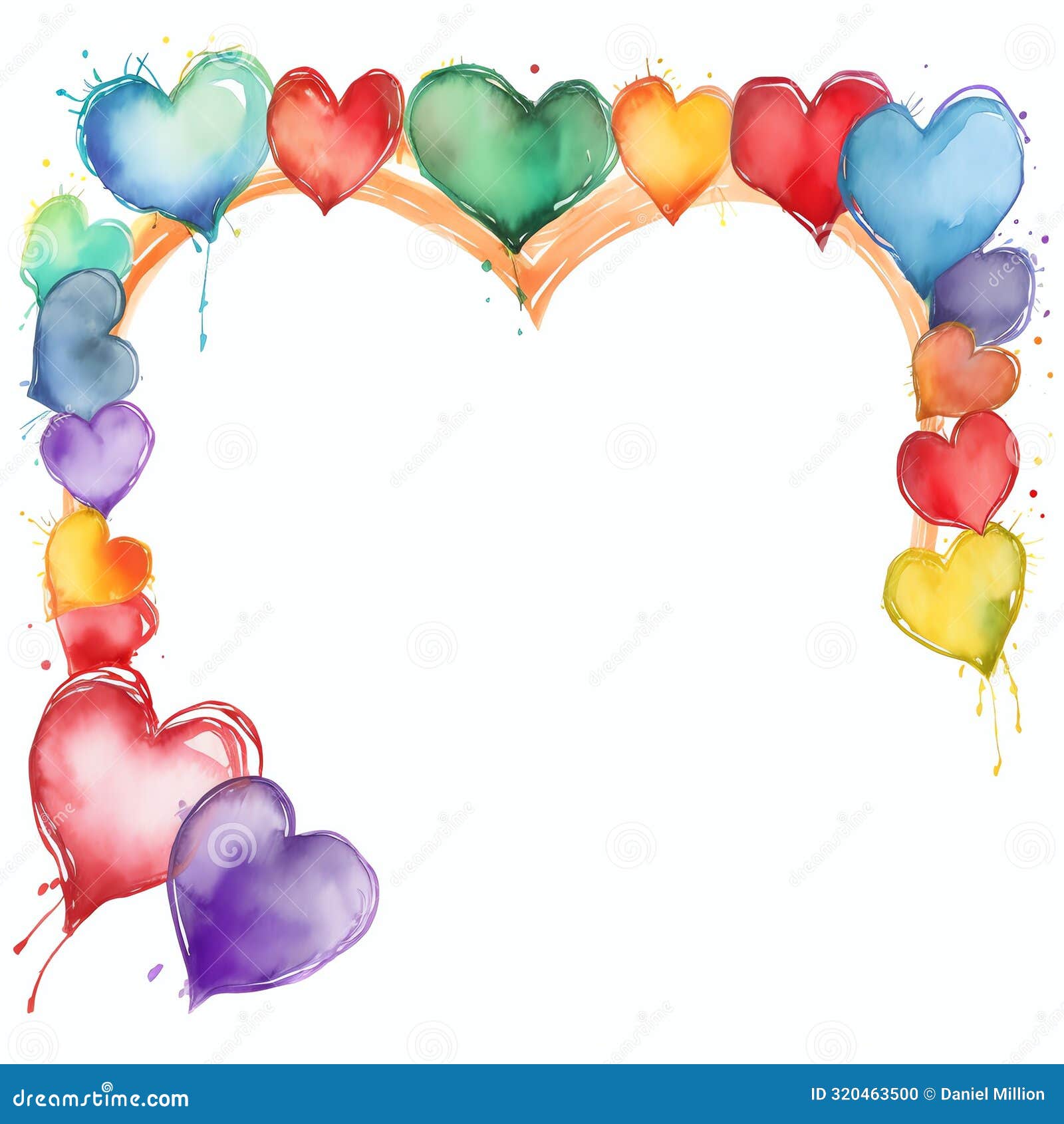 beautiful rabinbow hearts frame for celebrating love valentine day