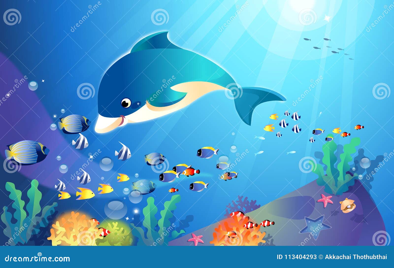 Fish under water stock vector. Illustration of marine - 113404293