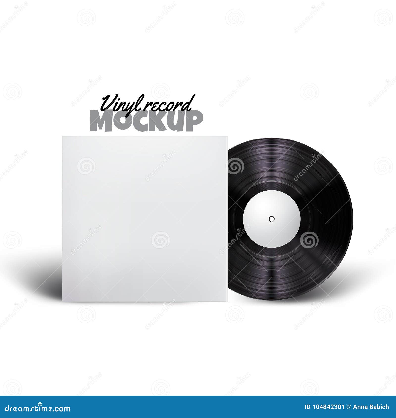 Download Beautiful Realistic Vinyl Record And Cover Mockup With Light Effect And Shadow Stock Vector Illustration Of Disc Cover 104842301