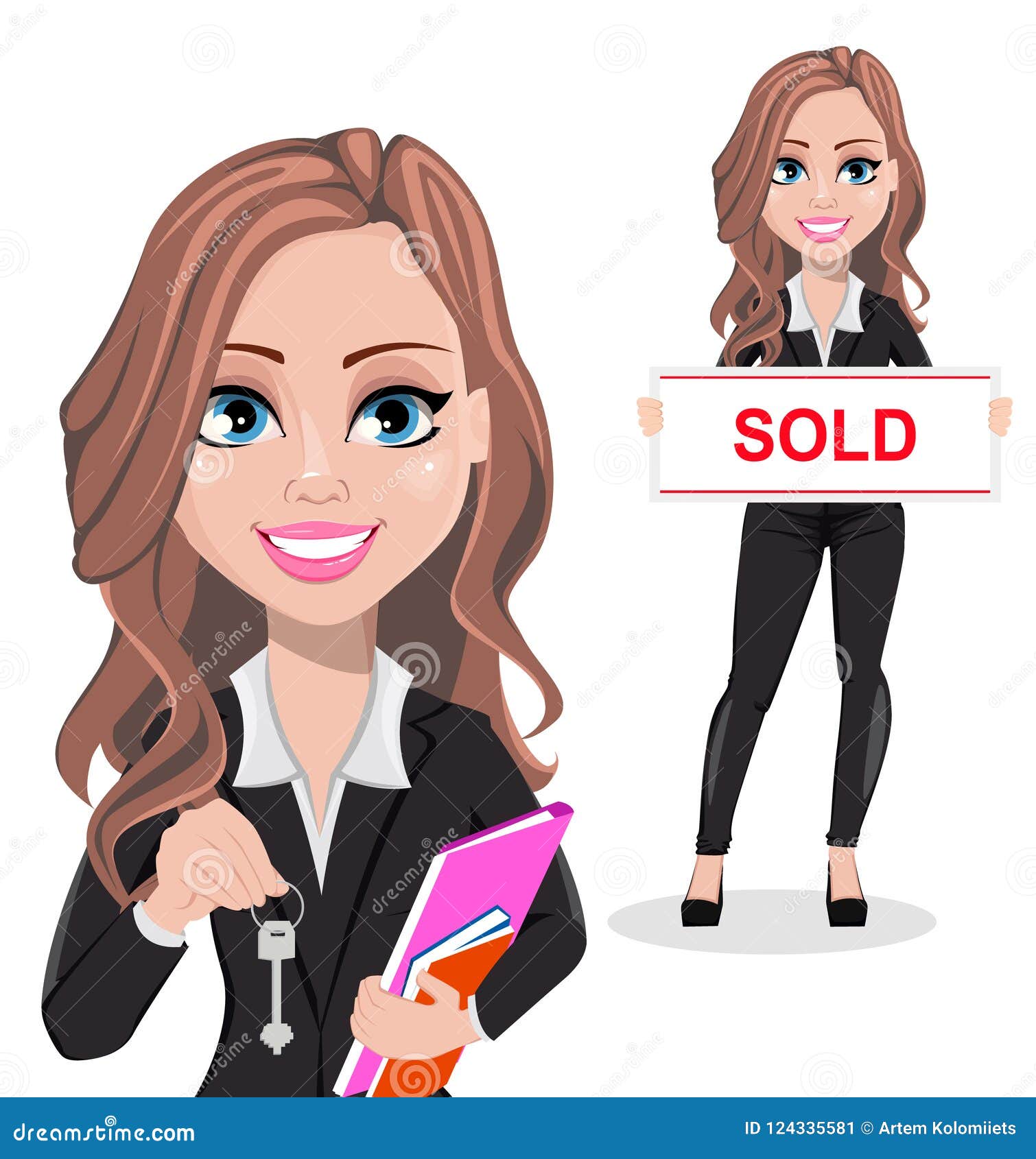 Beautiful Realtor Woman. a Real Estate Agent Stock Vector