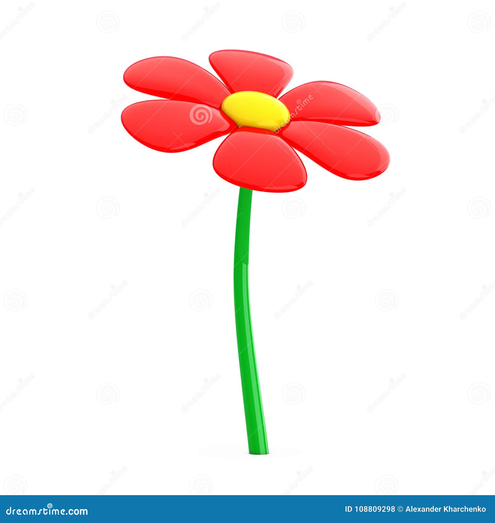 Beautiful Red Cartoon Flower. 3d Rendering Stock Illustration -  Illustration of ecology, decorate: 108809298