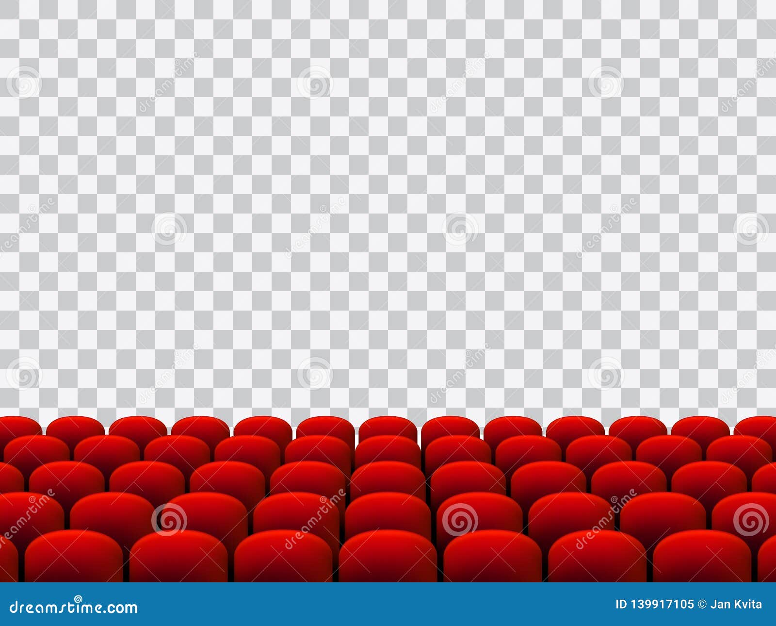 beautiful red cinema or theatre seats  on transparent background
