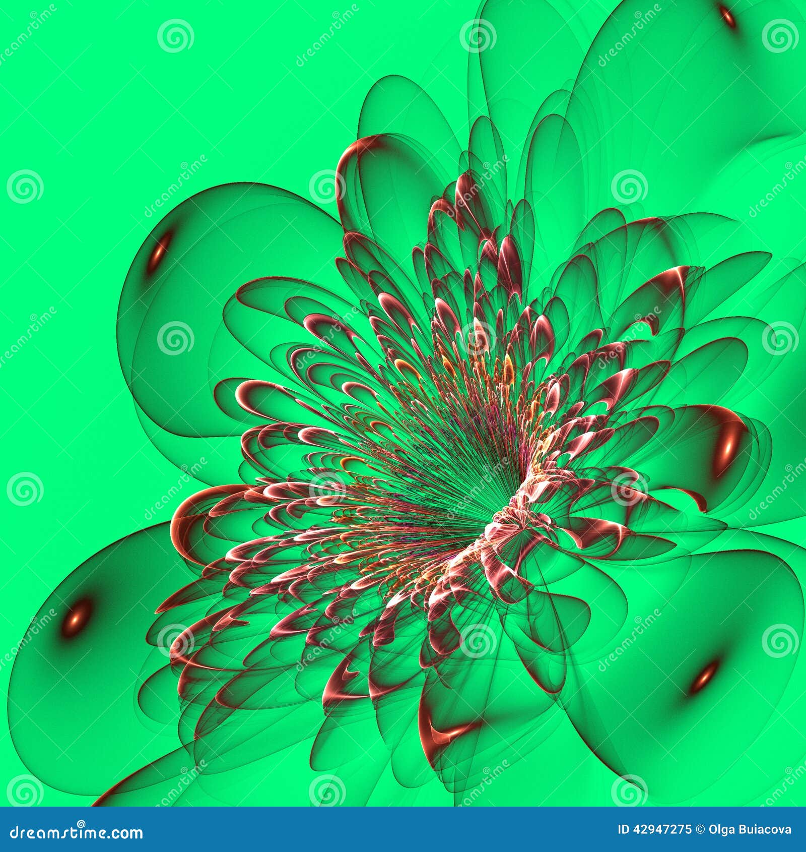 Beautiful Red Flower on Green Background. Stock Illustration Illustration of corner, circle