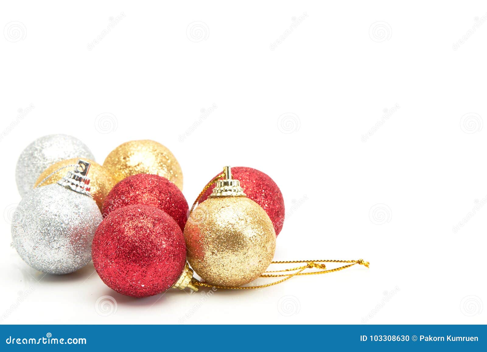 Beautiful Red Gold and Silver Christmas Balls on White Stock Photo ...