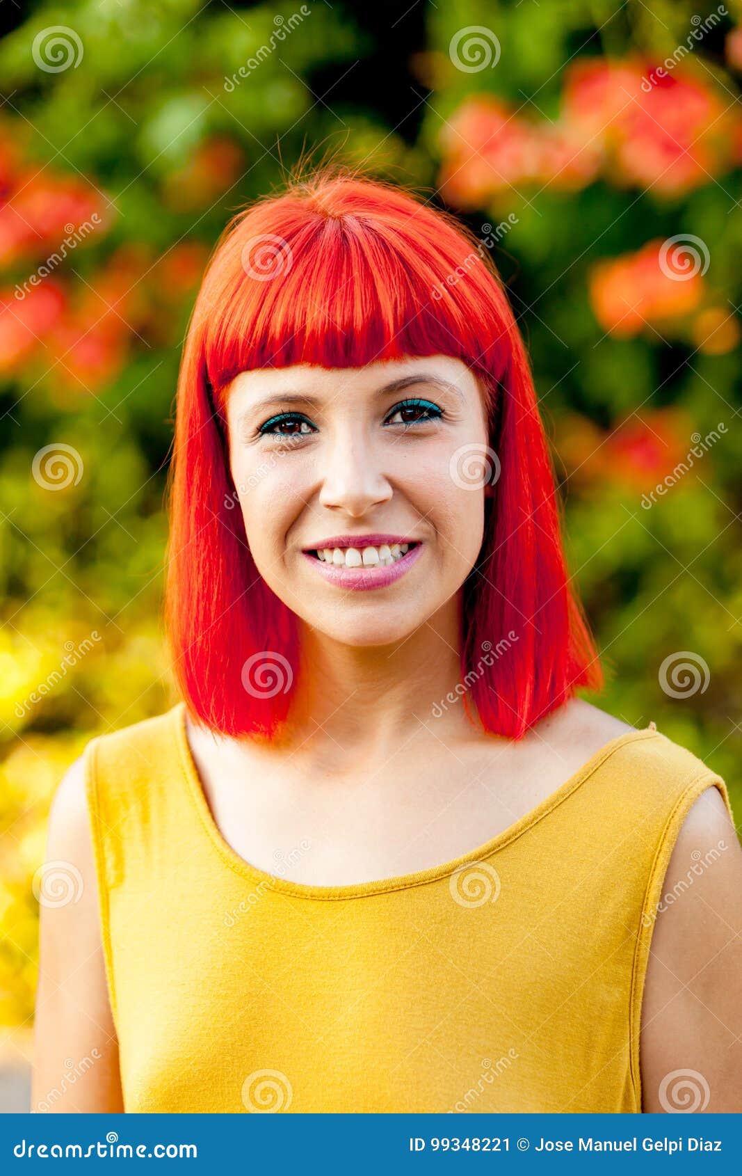 Beautiful Red Haired Woman In A Park Stock Image Image Of Plant Person 99348221