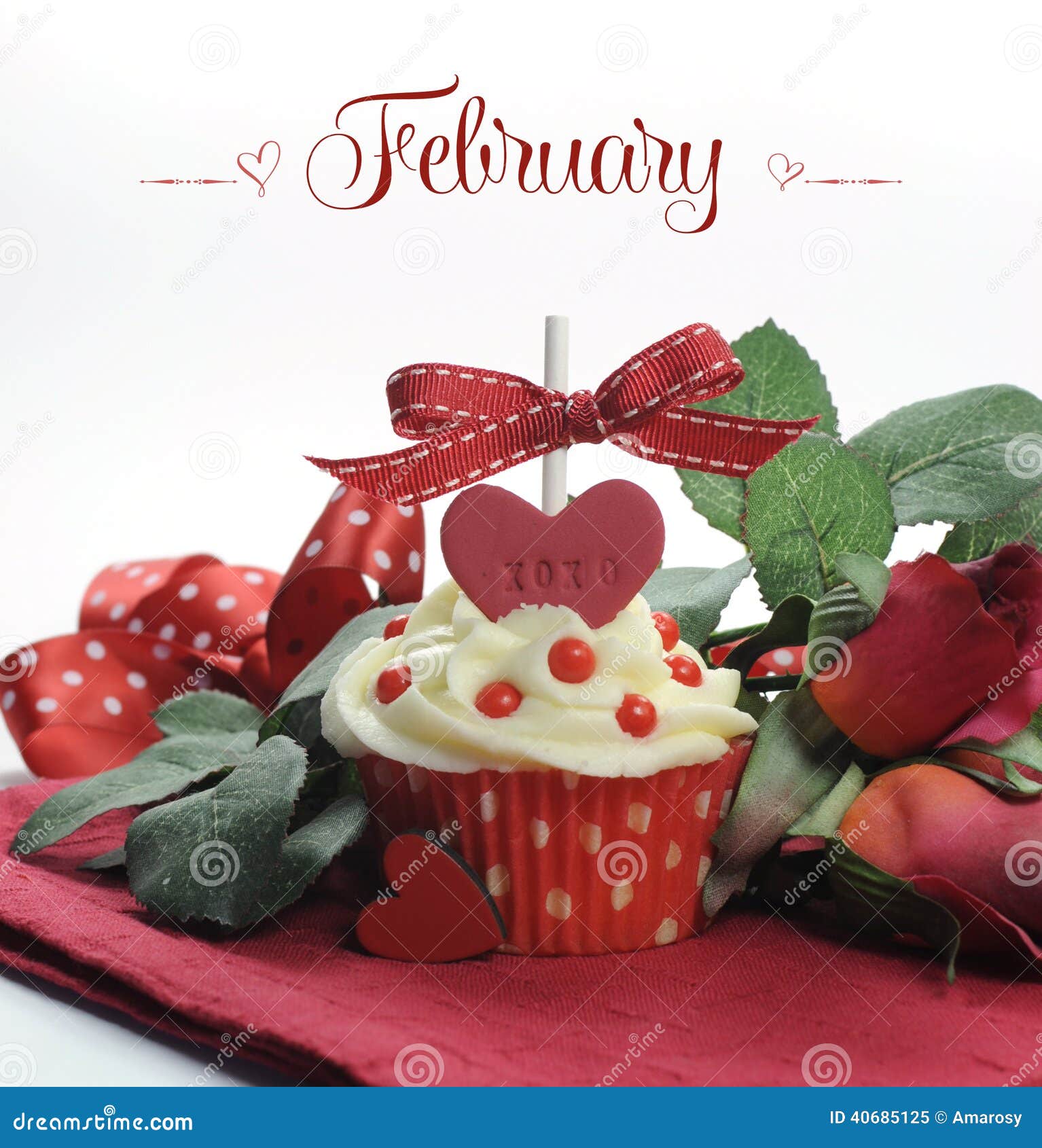 beautiful red heart valentine theme cupcake with roses and decorations for the month of february