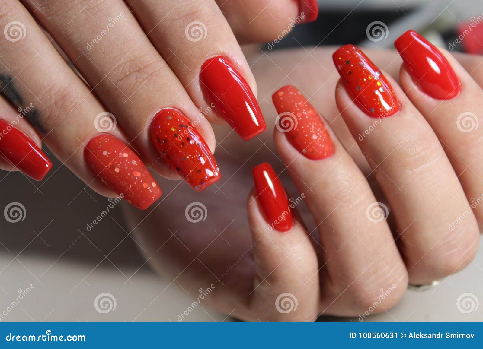 ROMANTIC PRESS ON NAILS COFFIN BALLERINA SHAPE WITH BEAUTIFUL RED ROSE –  FineHairPrettyNails