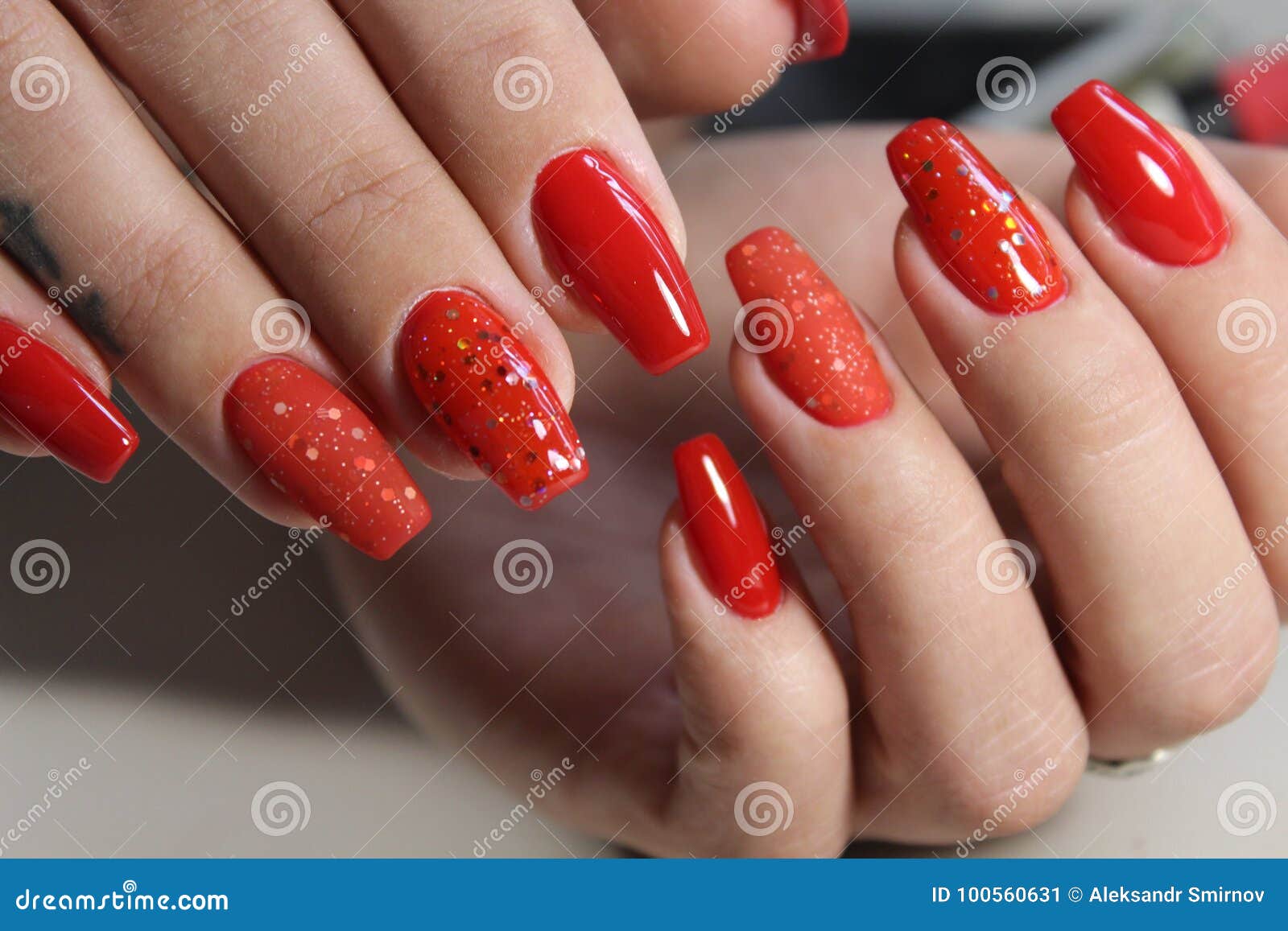 Beautiful red nails stock image. Image of design, closeup 100560631