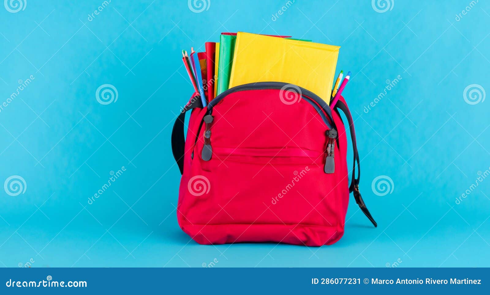 Beautiful Red Open School Bag with Books Inside Stock Image - Image of ...