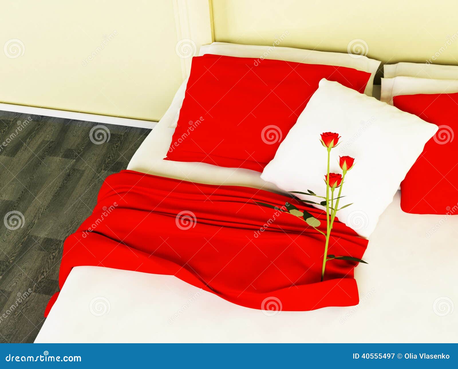 Beautiful Red Roses on a Bed Stock Illustration Illustration of