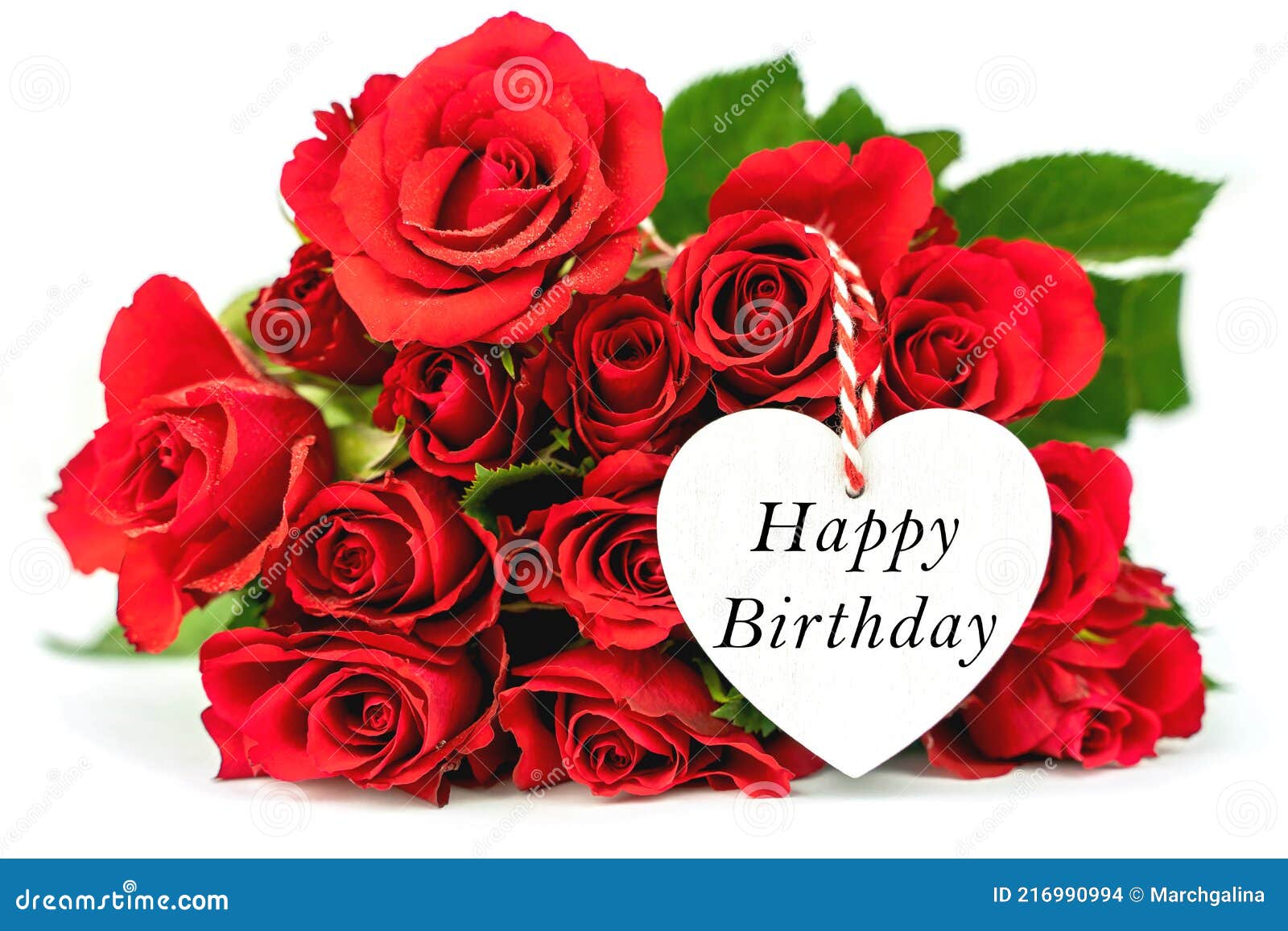 Beautiful Red Roses. Happy Birthday Greeting Card with Flowers Stock Photo - Image of passion, nature: 216990994