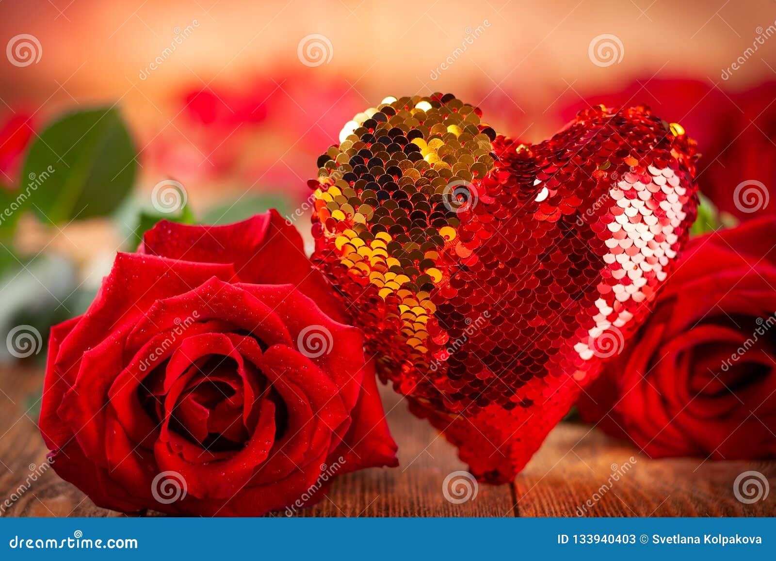 Beautiful Red Roses and Heart Stock Image - Image of composition ...