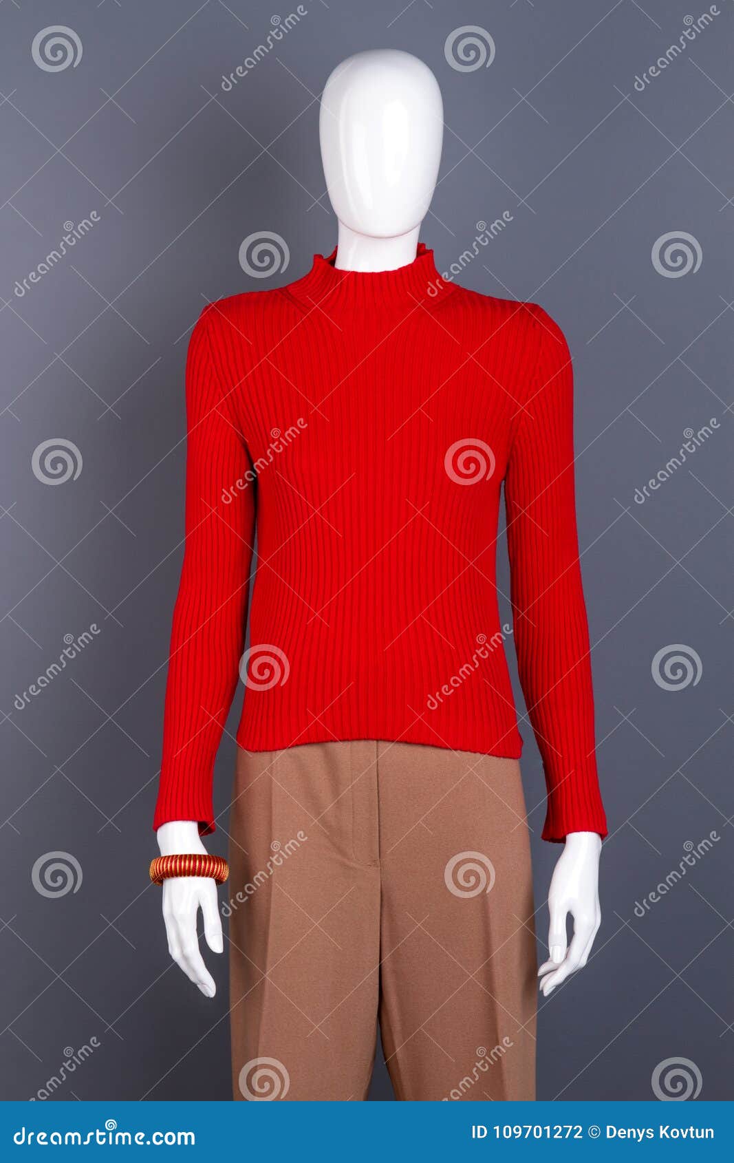 Beautiful Red Striped Sweater for Women. Stock Photo - Image of apparel ...