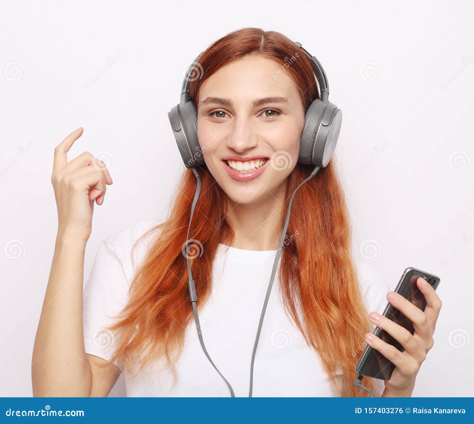 Beautiful Women Listening Music In Headphones Stock Photo   Image Of