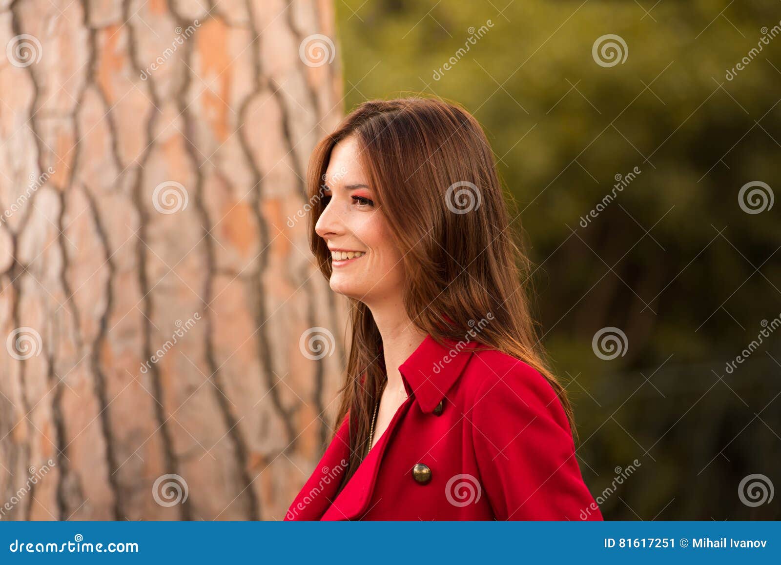 Beautiful Redhead In The Park Stock Image Image Of