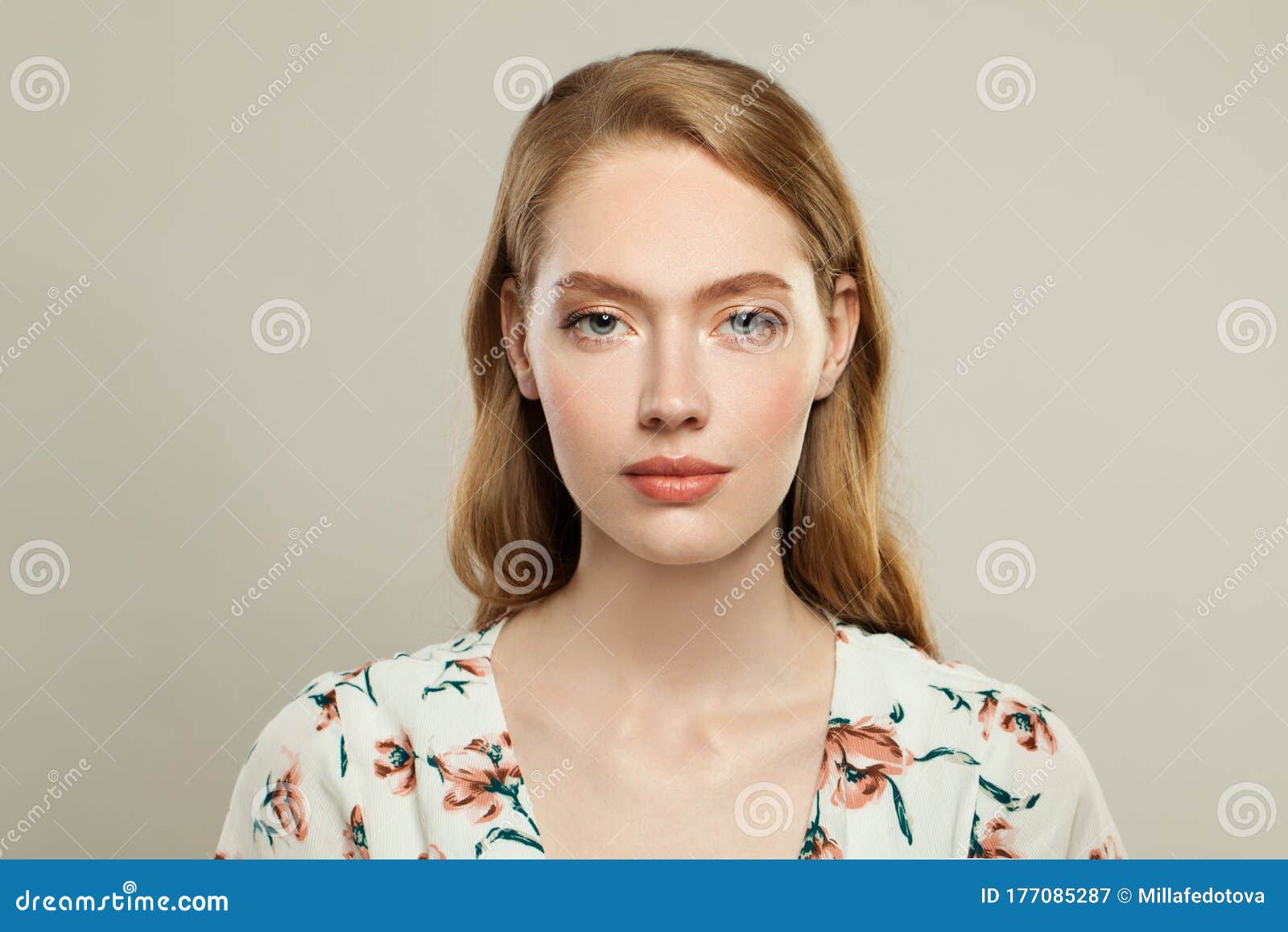 Beautiful Redhead Woman with Ginger Hair Portrait Stock Image - Image ...