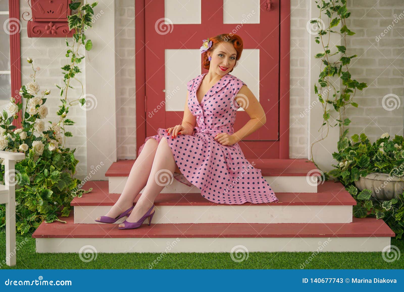 Pretty Pin Up Girl Pink Stockings Posing Stock Photos - Free & Royalty-Free  Stock Photos from Dreamstime