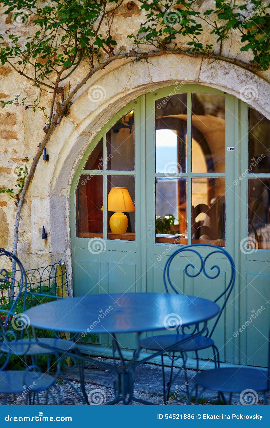 Beautiful Restaurant in a French Village Stock Photo - Image of table