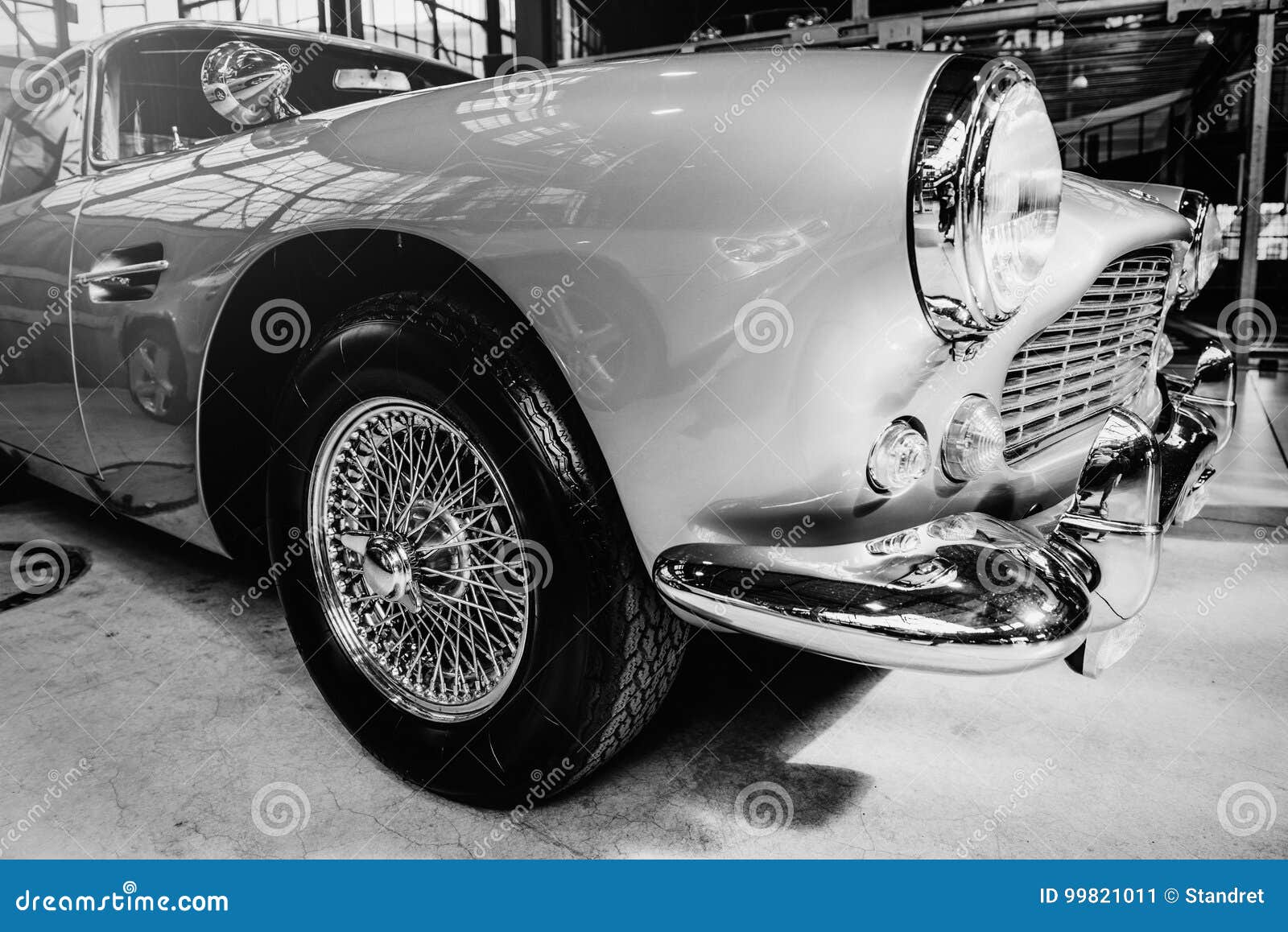Beautiful Retro Silver Car at the Show Some Stock Image Image of