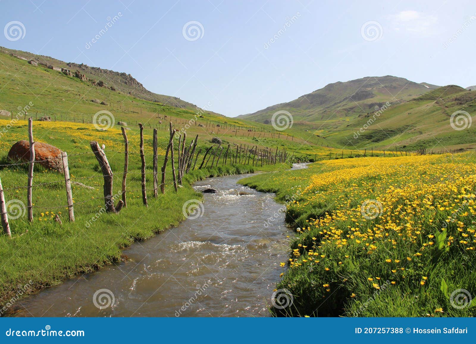 a beautiful river flowing in the plain