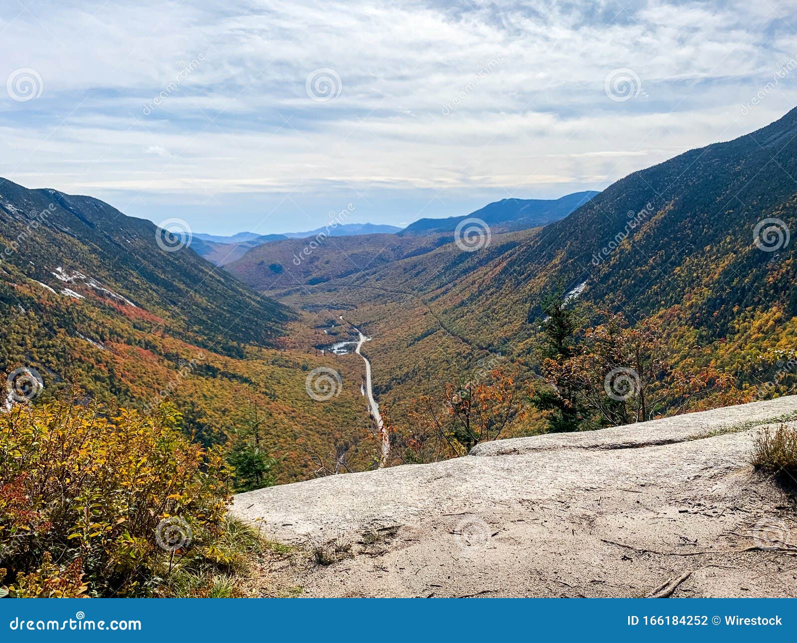 Beautiful Road in the Forest of the Mount Willard in New Hampshire