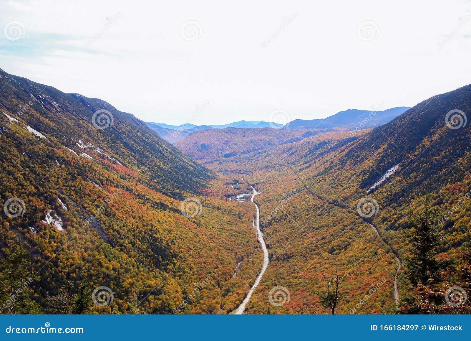 Beautiful Road in the Forest of the Mount Willard in New Hampshire