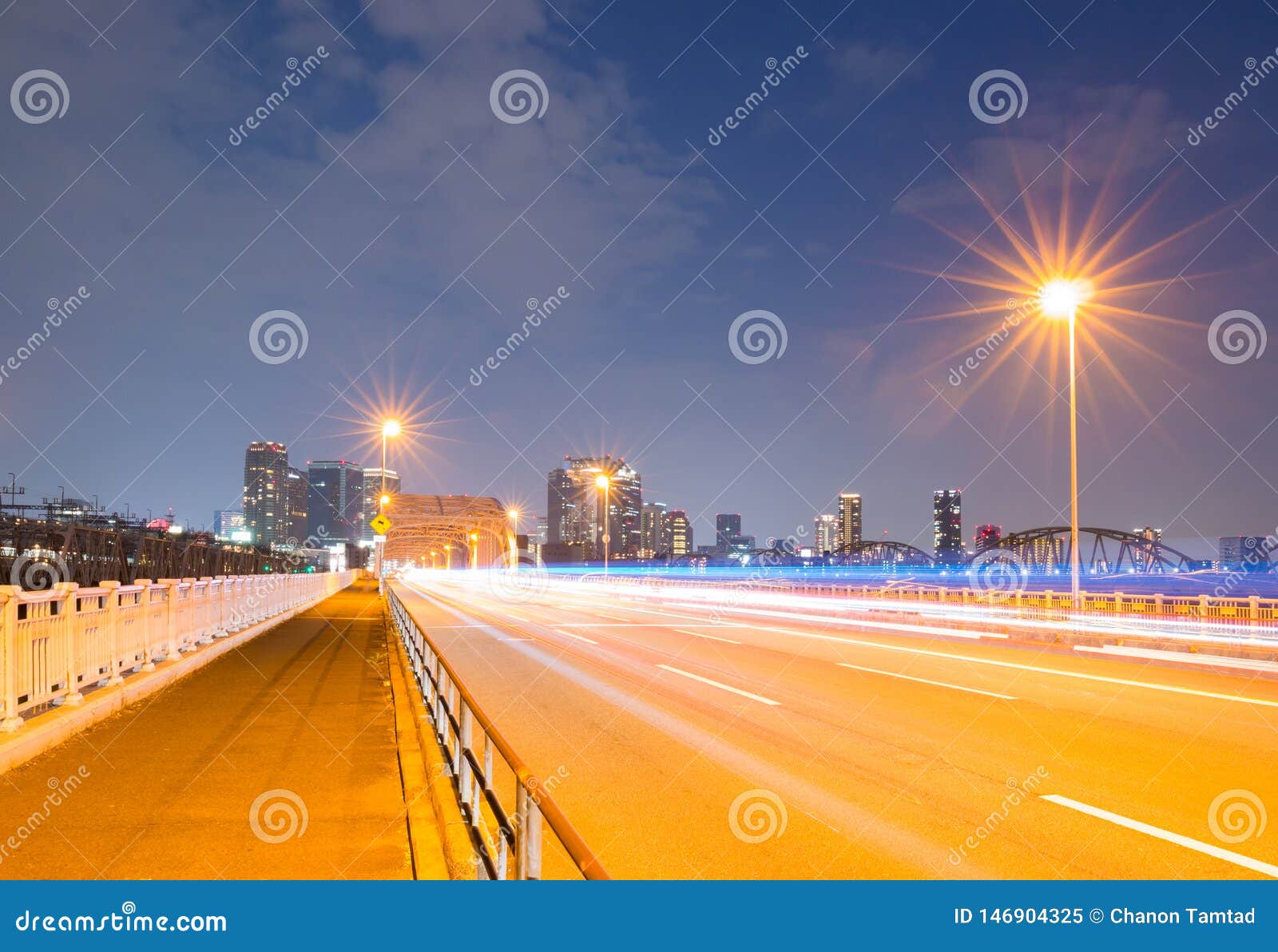 beautiful road at umeda from across the yodogawa river