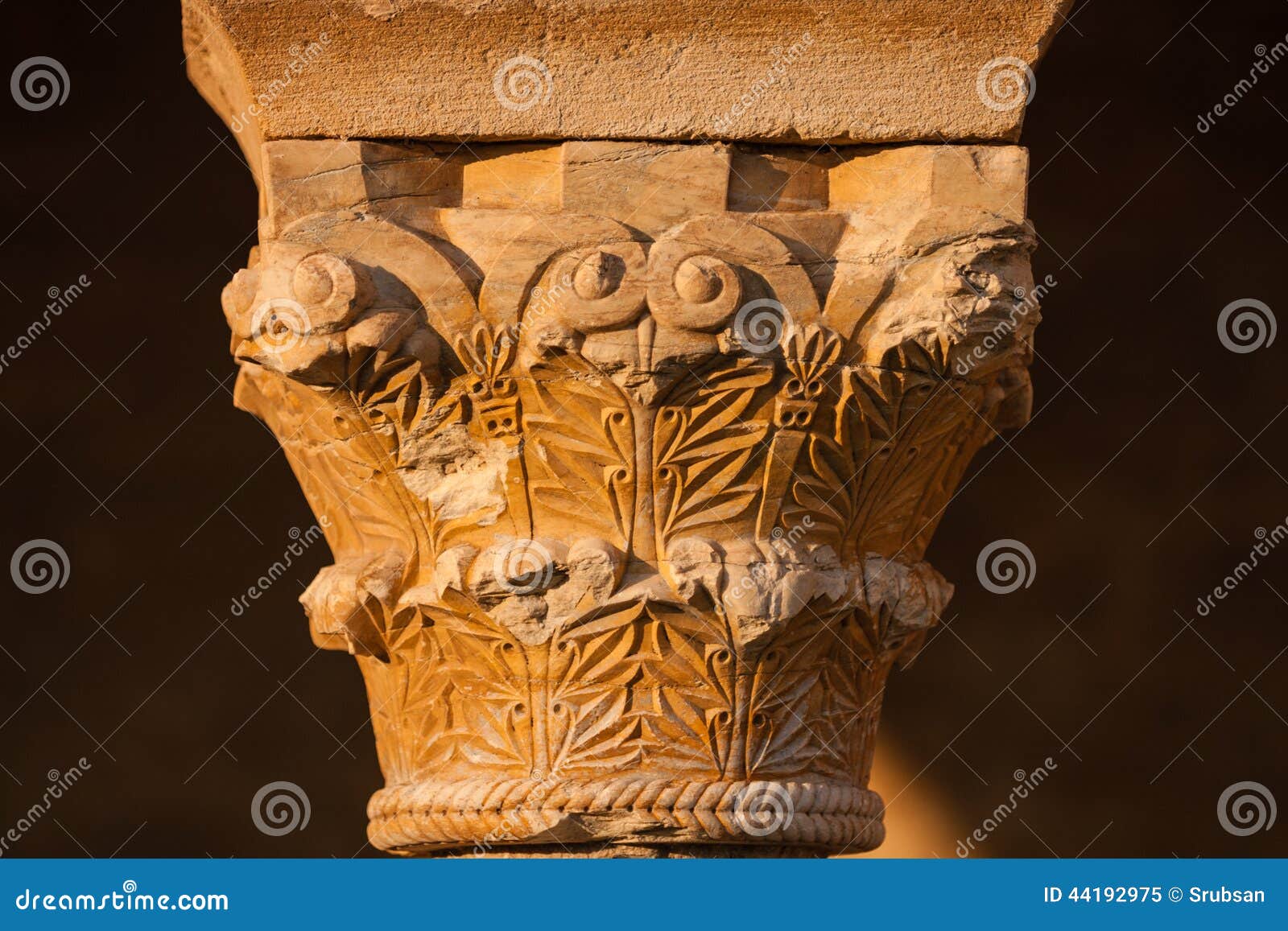 beautiful romanesque capital closeup view