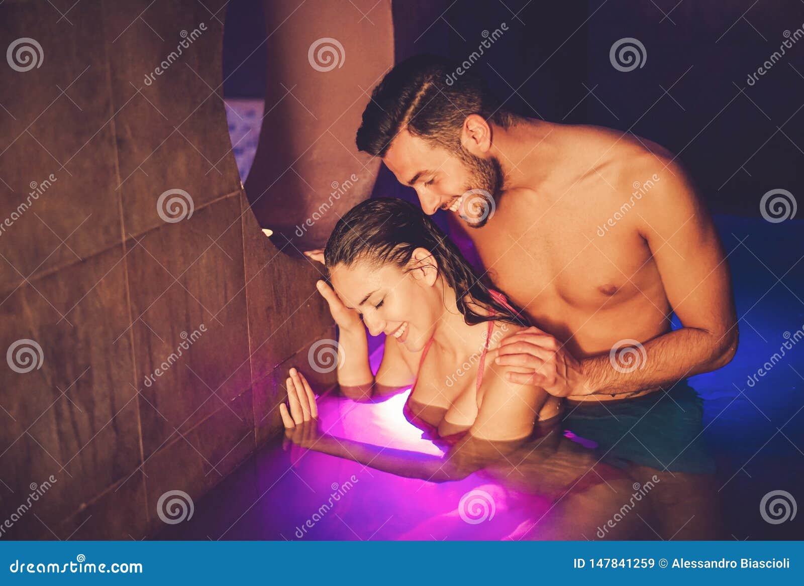 Sexy Romantic Couple Massage Stock Photos