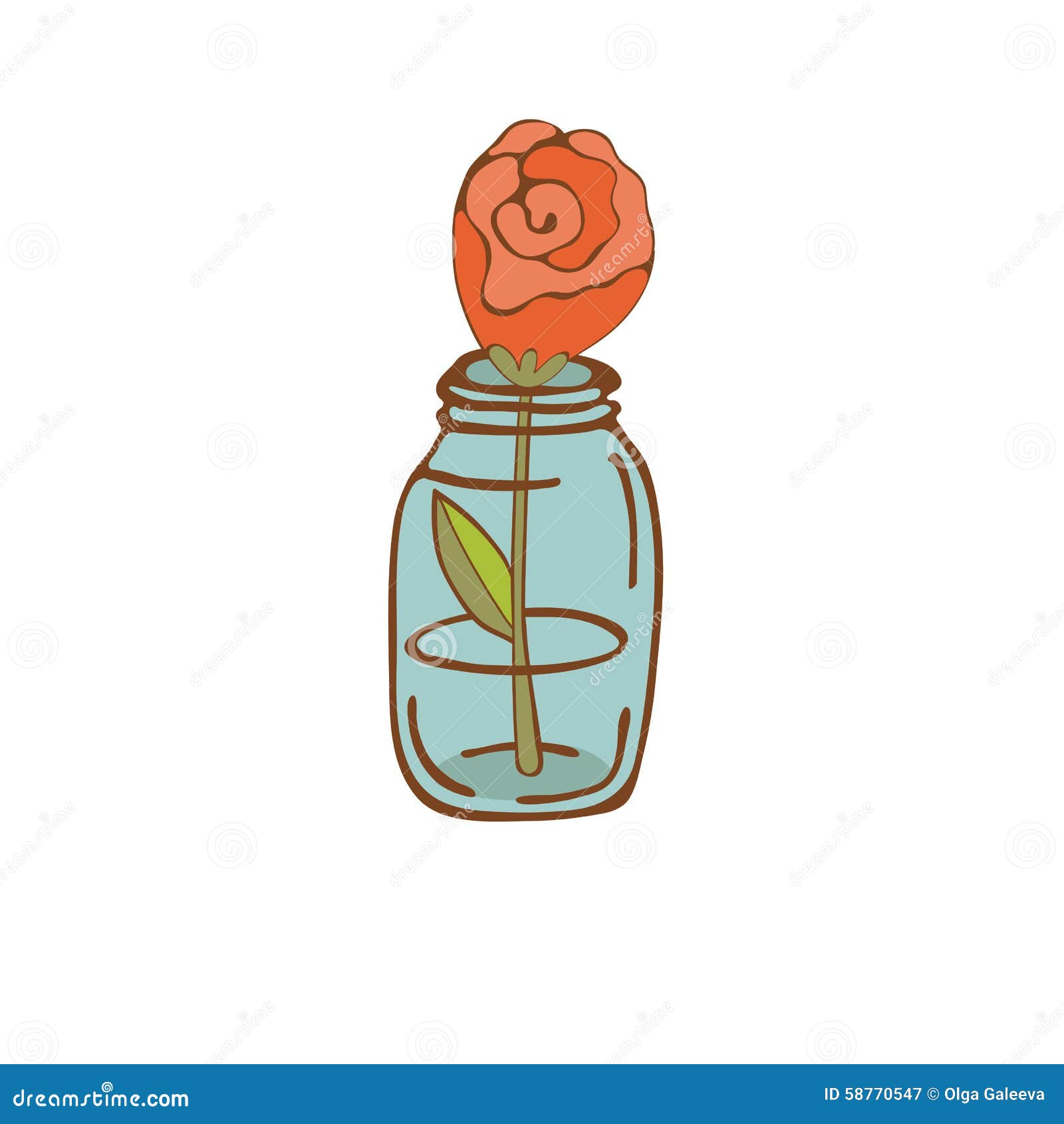 Beautiful Rose in Glass Jar Stock Vector Illustration of garden