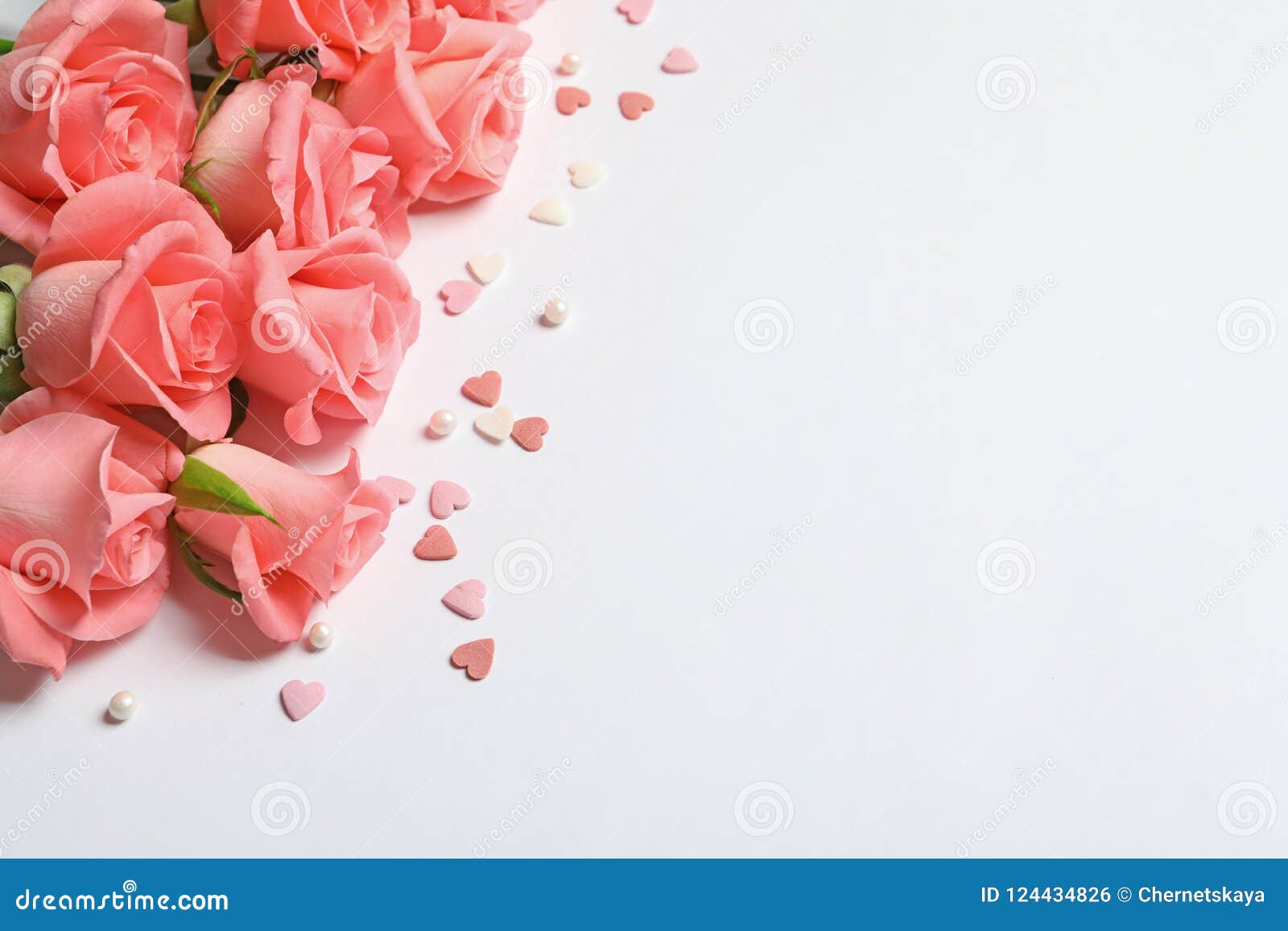 Beautiful Roses and Little Hearts Stock Photo - Image of flower ...