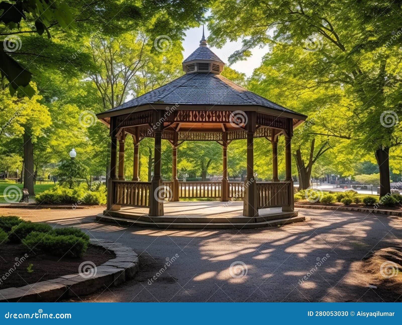 Beautiful Round Shape Gazebo in the Park Designed by the Landscape