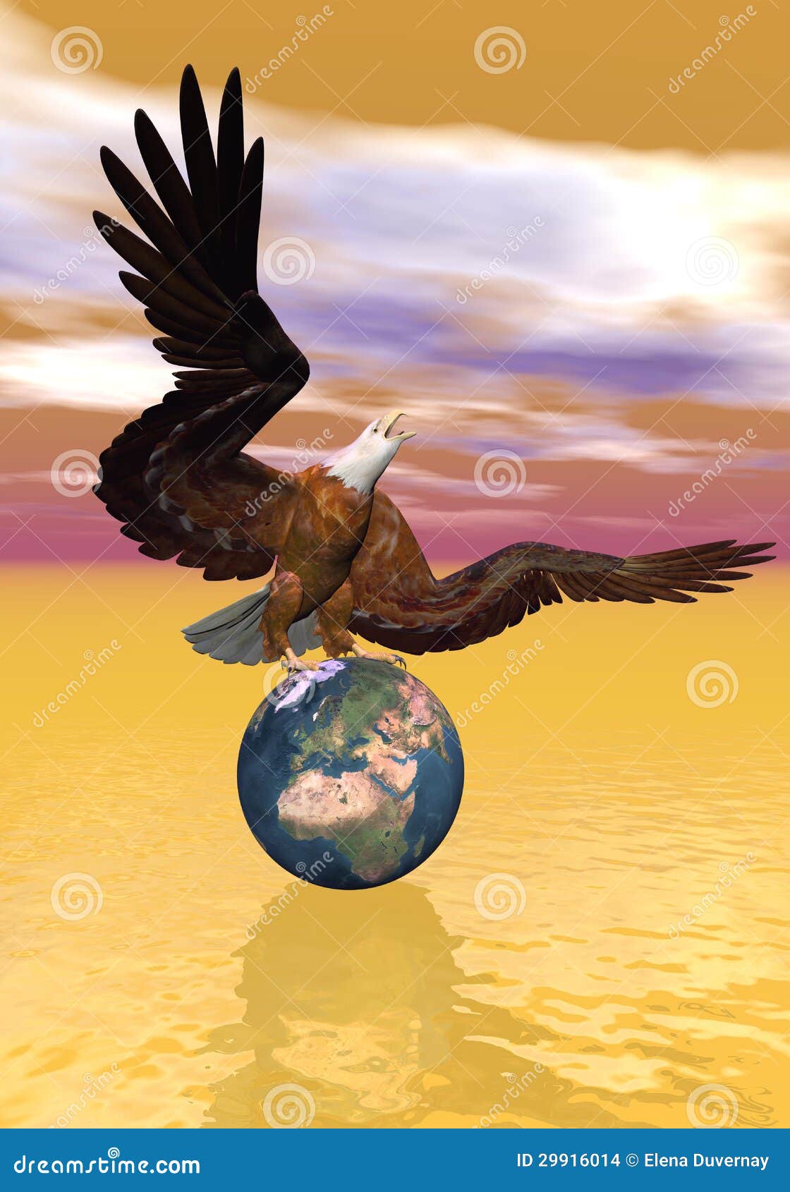 Eagle Protecting Earth 3D Render Stock Illustration Illustration of