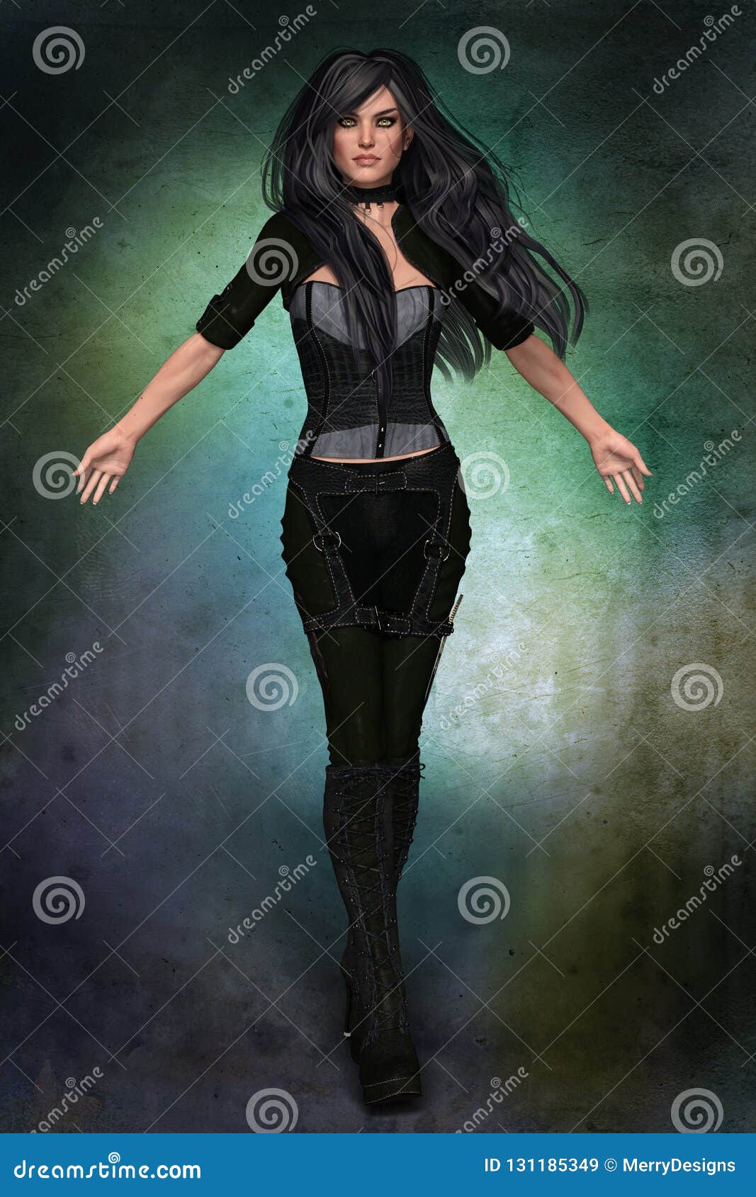 Beautiful Scarred Urban Fantasy Woman with Black Hair Stock Illustration -  Illustration of digital, fighter: 131185349