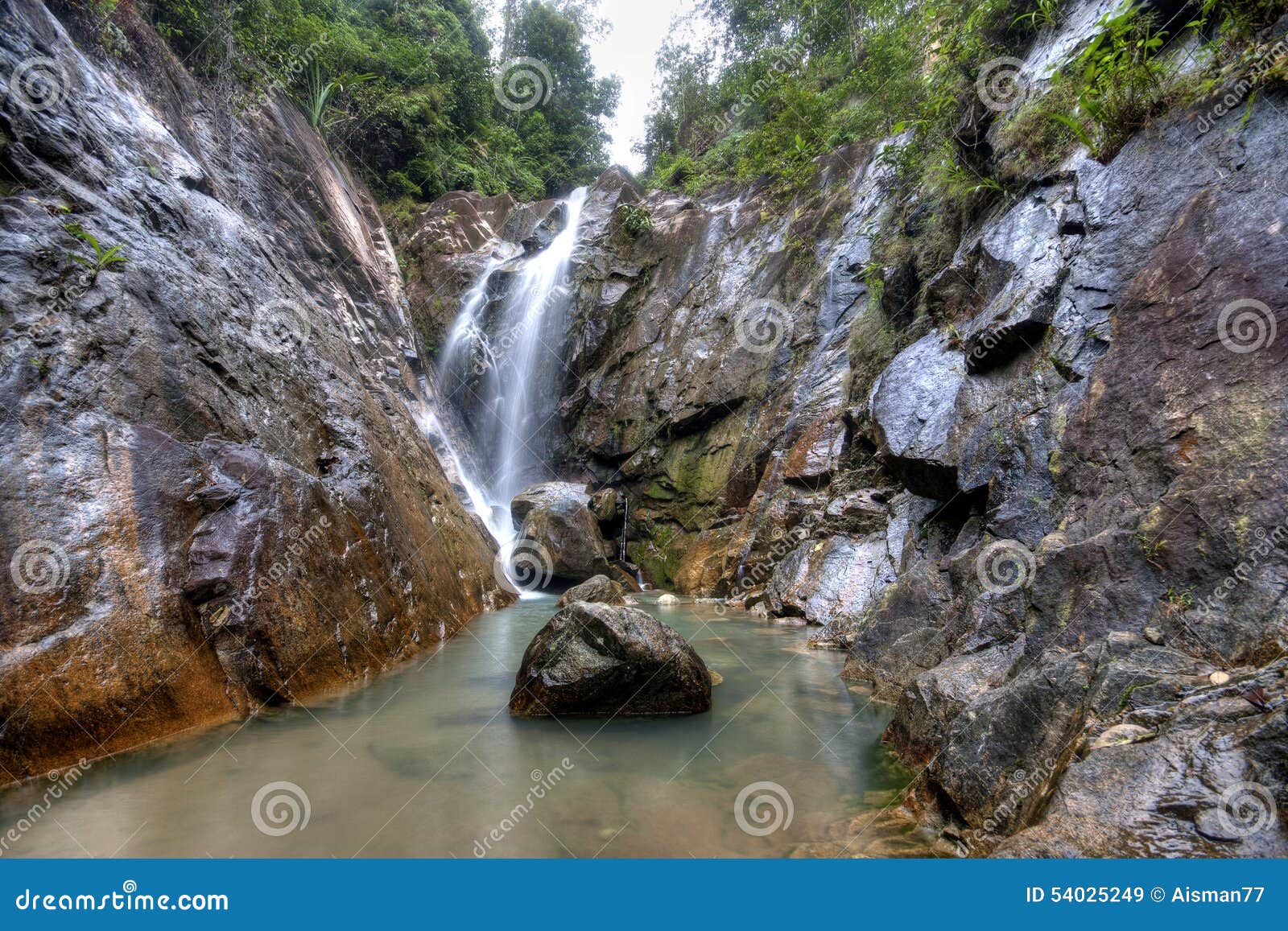 beautiful scenery of waterfall at gunung pulai, johor, malaysia