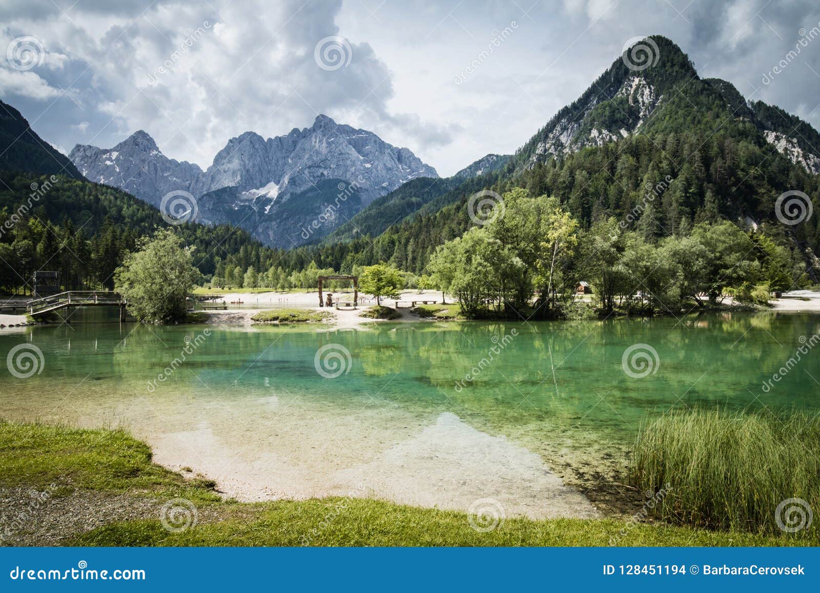 beautiful scenic lake jasna in summertime, kranjska gora, slovenia