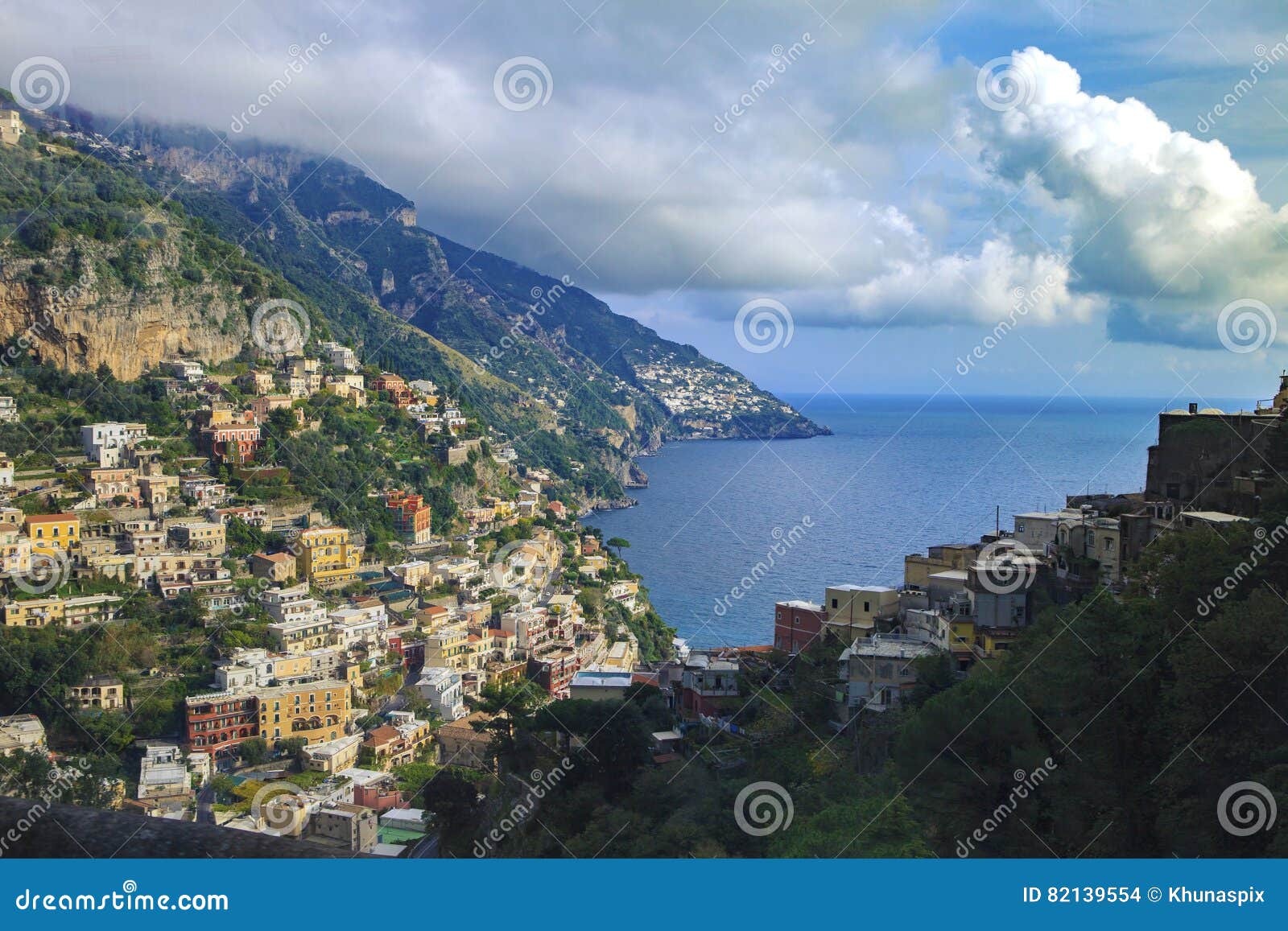 beautiful scenic of positaino mediterranian coastal south italy