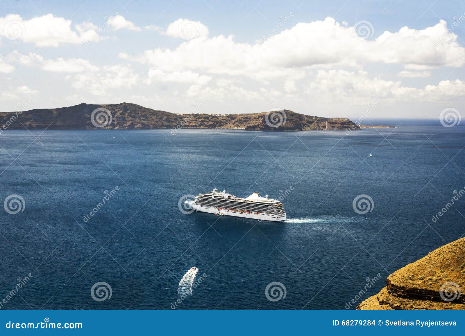 Beautiful Sea View in Greece, Mediterranean Sea, Santorini Stock