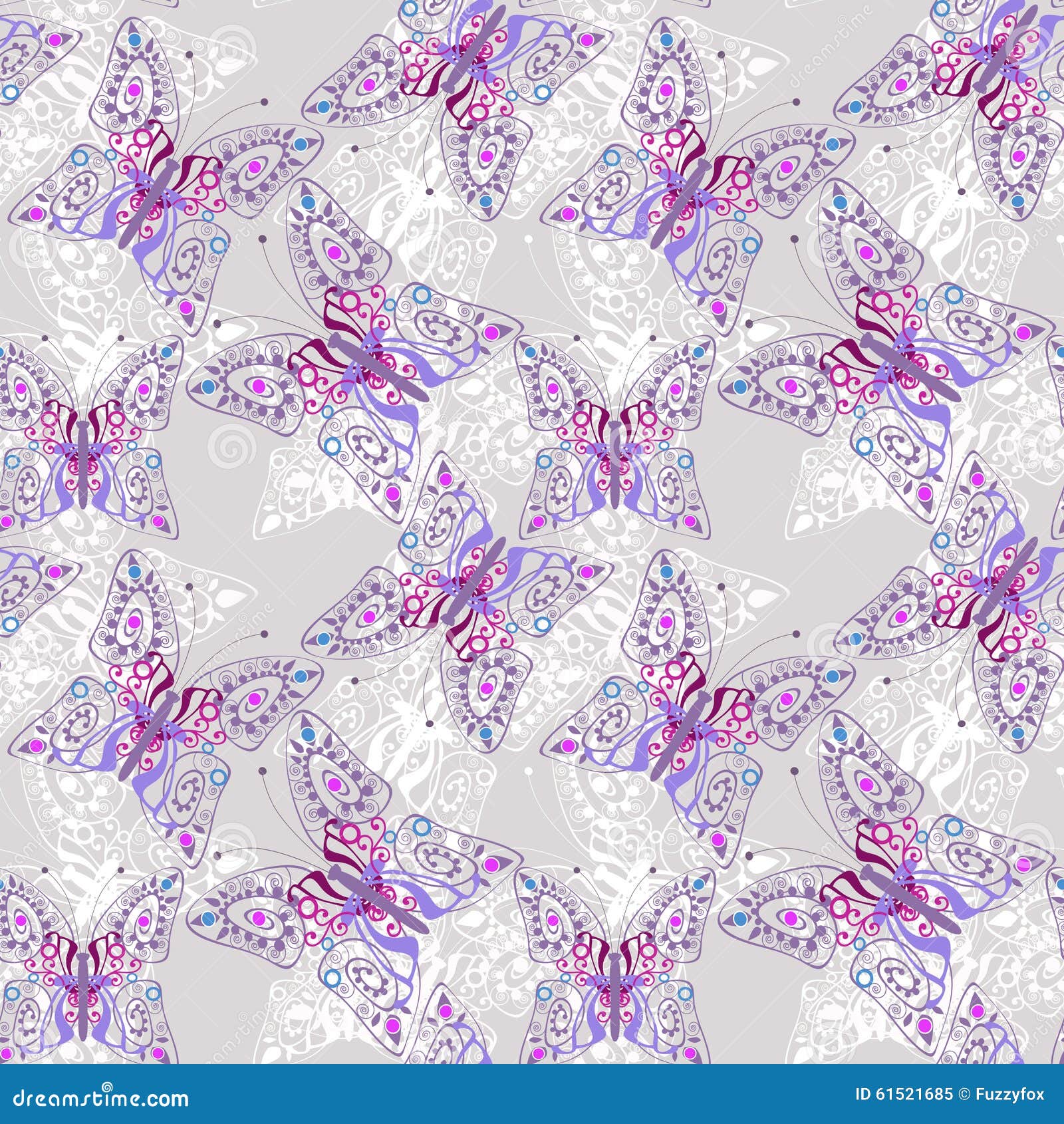 Beautiful Seamless Background of Butterflies Gray and Purple Col Stock ...