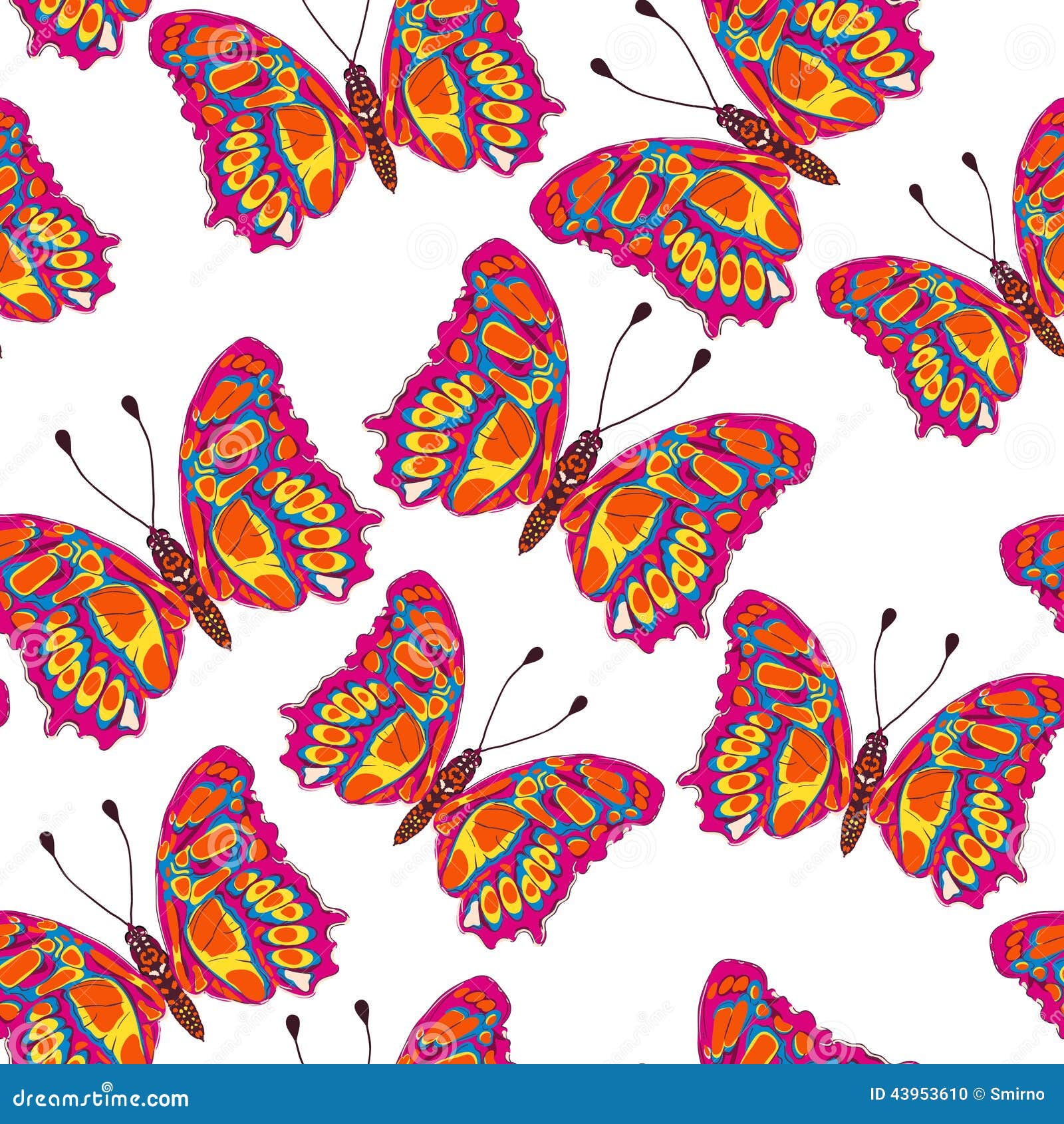 Beautiful Seamless Background of Butterflies, Vector Illustration Stock ...