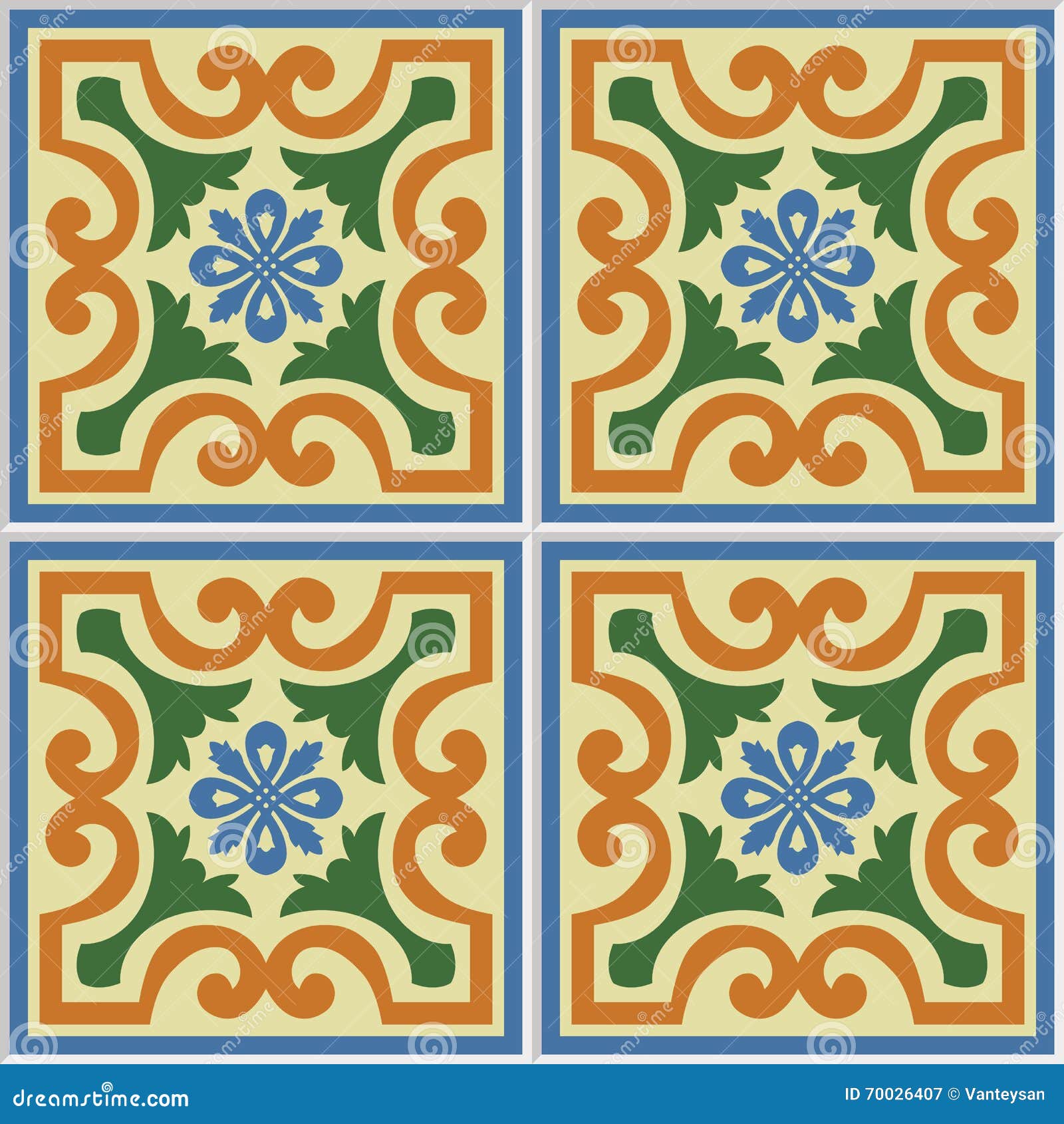 Beautiful Seamless Ornamental Tile Background Vector Illustration Stock